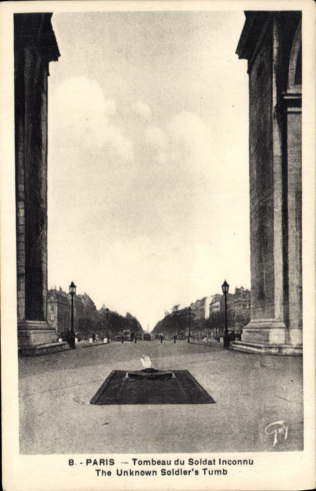 Tumba de París de la POSTAL de la VENDIMIA del soldado desconocido de Militaria