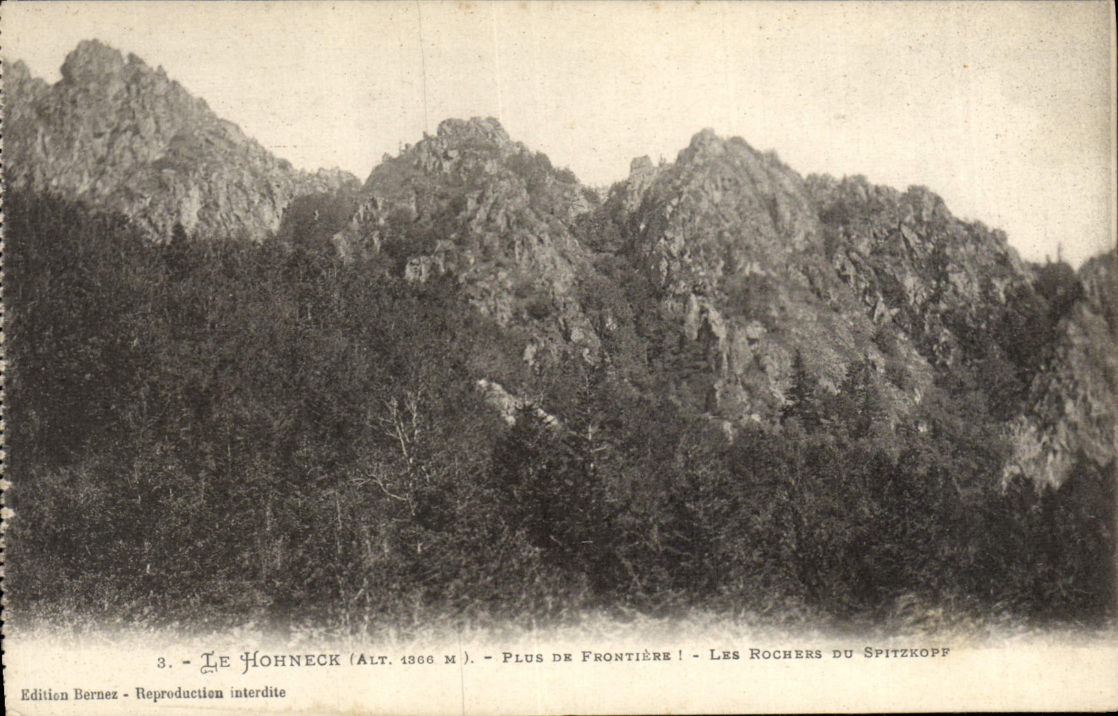 POSTAL Hohneck de la VENDIMIA más rocas de la frontera de Spitzkopf