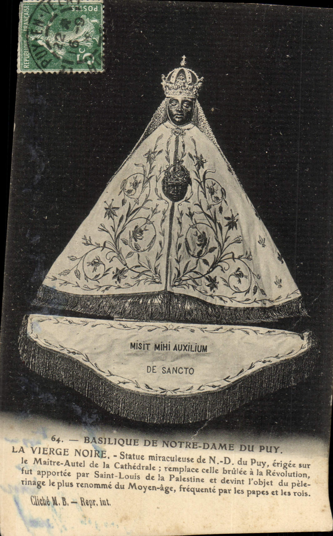 VINTAGE POSTCARD Basilique Of Notre Dame Of Puy the Black Virgin Rules Miraculous Of NR D Of Puy