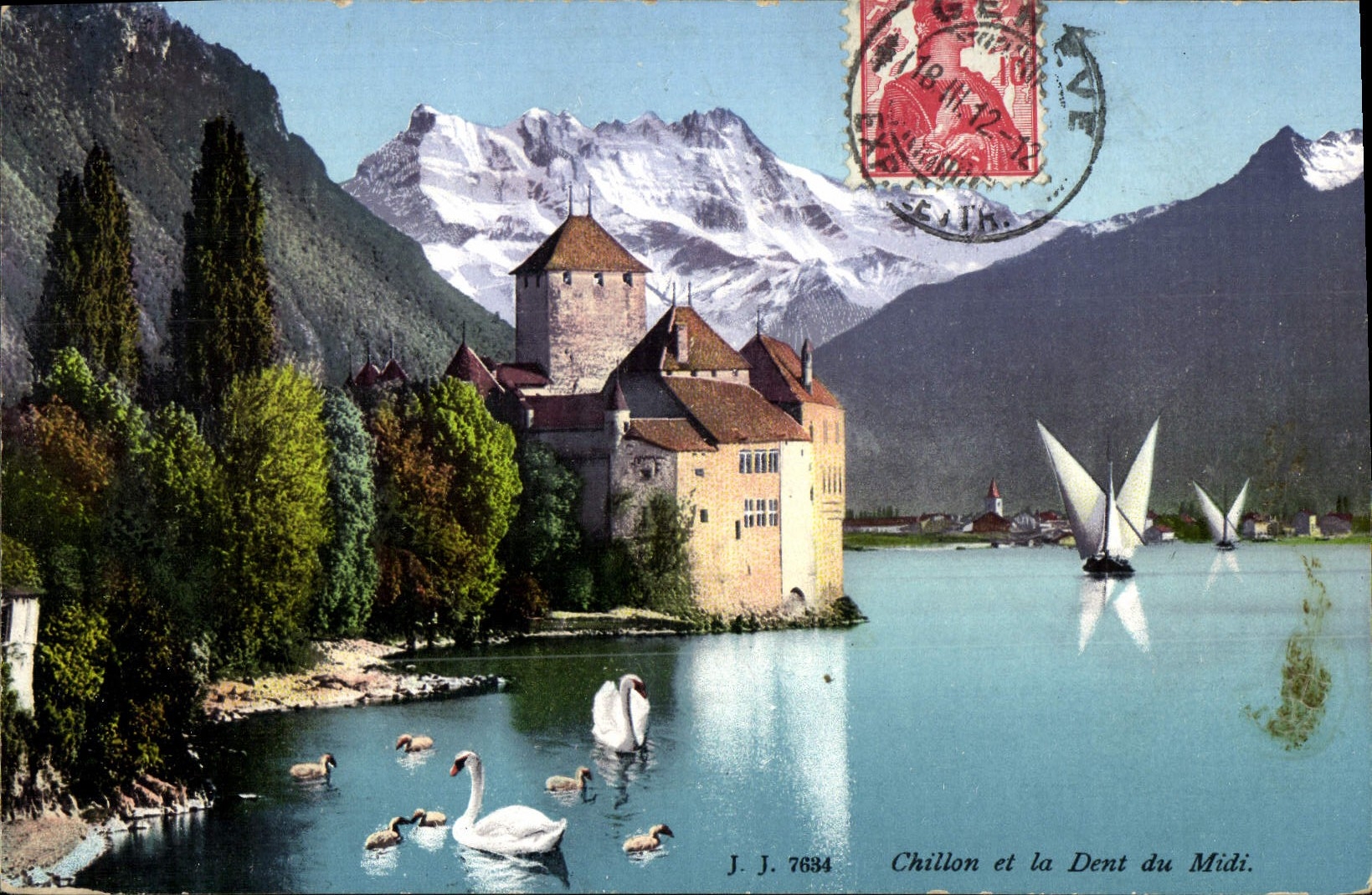 CPA Chillon Et La Dent Du Midi Cygnes