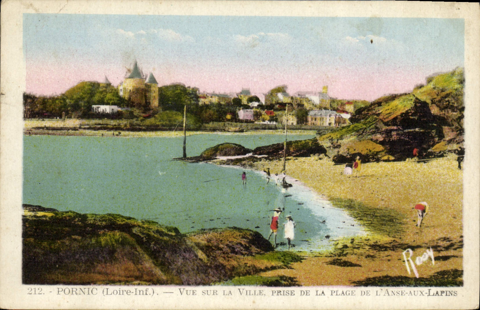 VINTAGE POSTCARD Pornic Seen On the City Taken Of the Beach Of the Handle To Rabbits