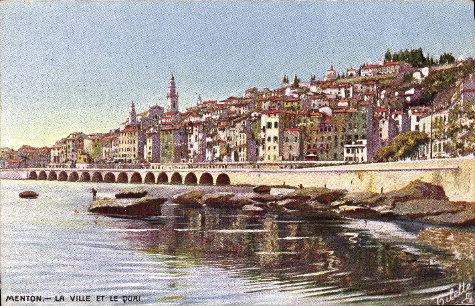 CPA Menton La Ville Et Le Quai