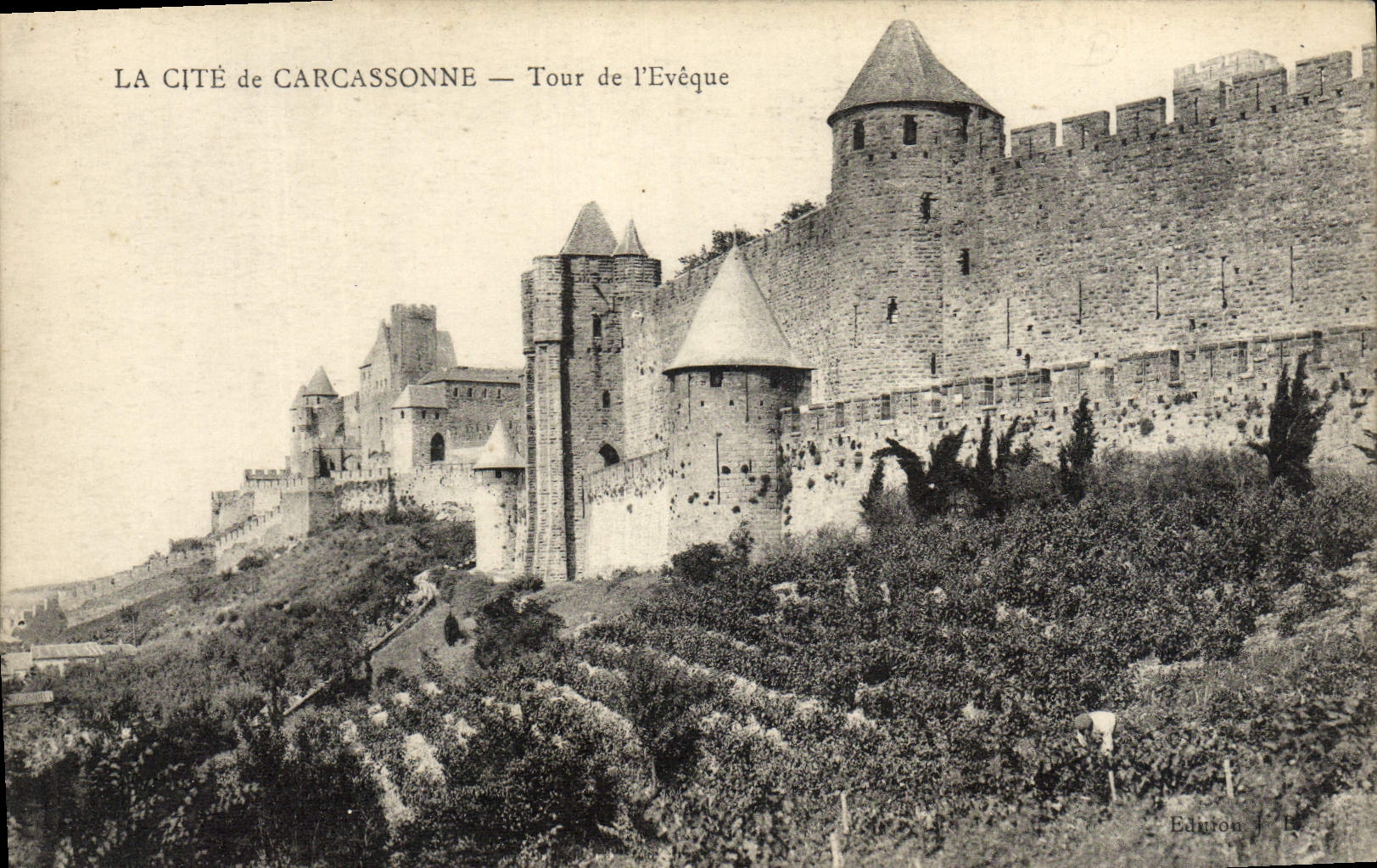 POSTAL ISCED de la VENDIMIA de la vuelta de Carcasona del obispo