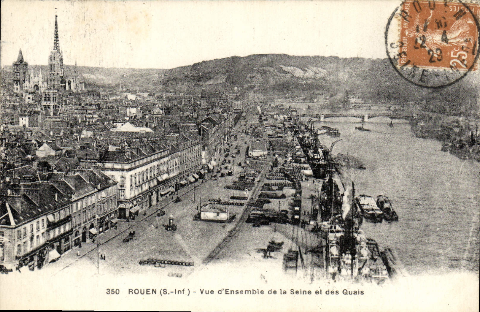 VINTAGE POSTCARD Rouen Overall picture Of the Seine And the Quays