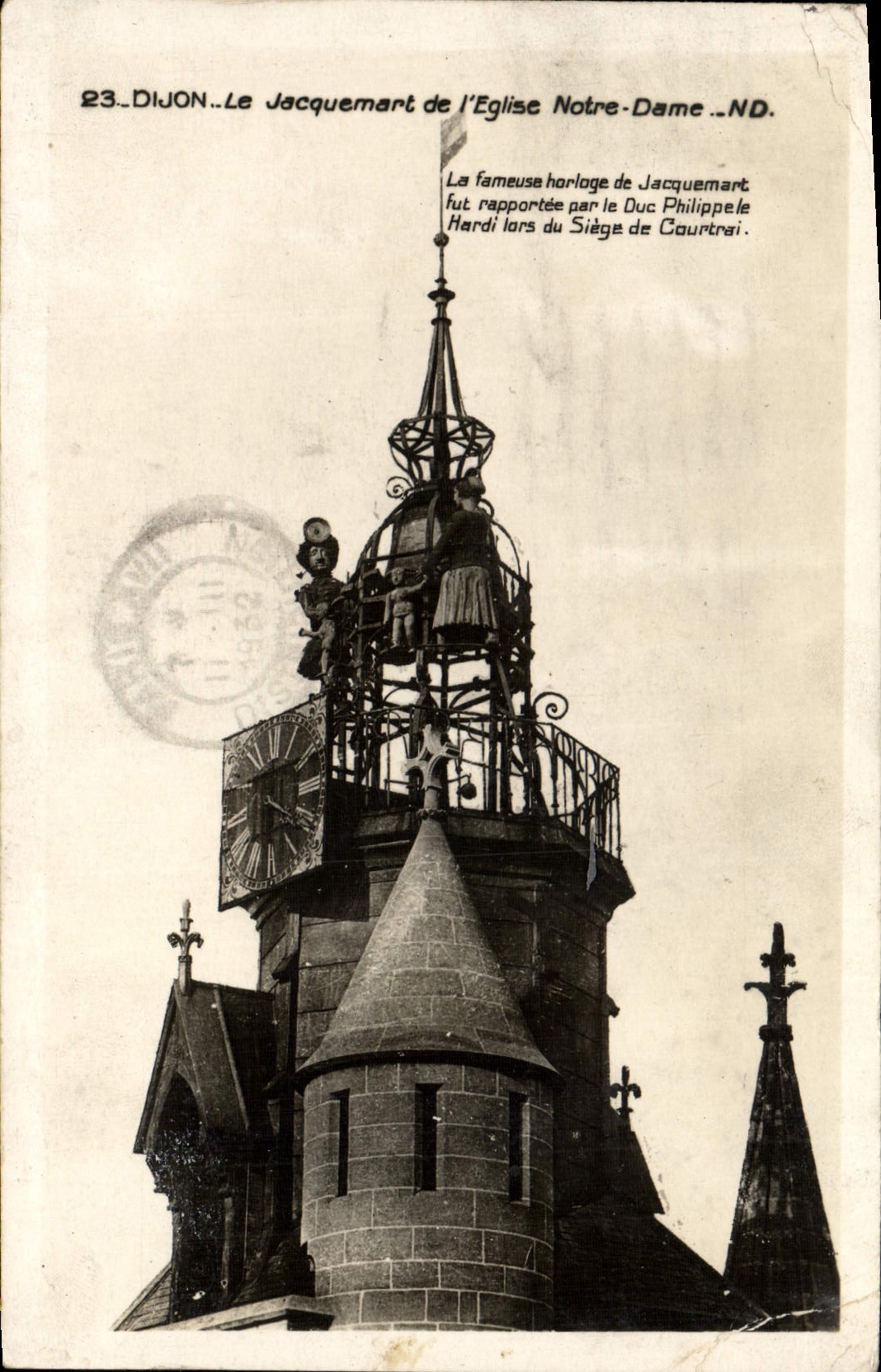 VINTAGE POSTCARD Dijon Jarquemart Of the Notre Dame Church