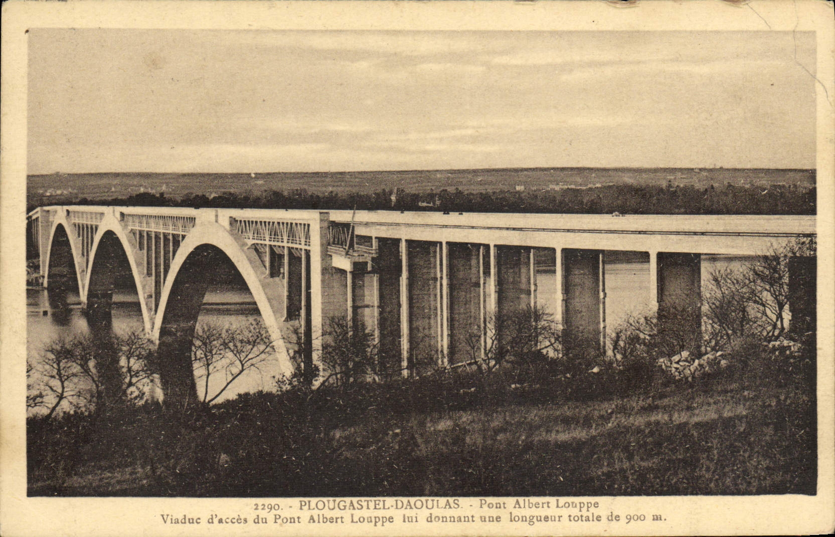 VINTAGE POSTCARD Plougastel Daoulas Bridge Albert Louppe Viaduct of access of the Bridge Albert Louppe