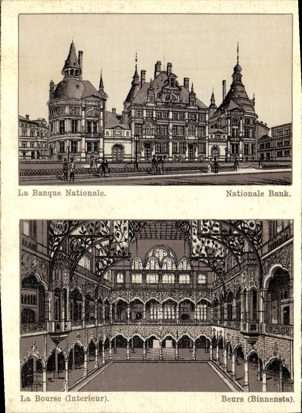 POSTAL de la VENDIMIA National Bank vasco nacional la bolsa de acción Beurs Amberes