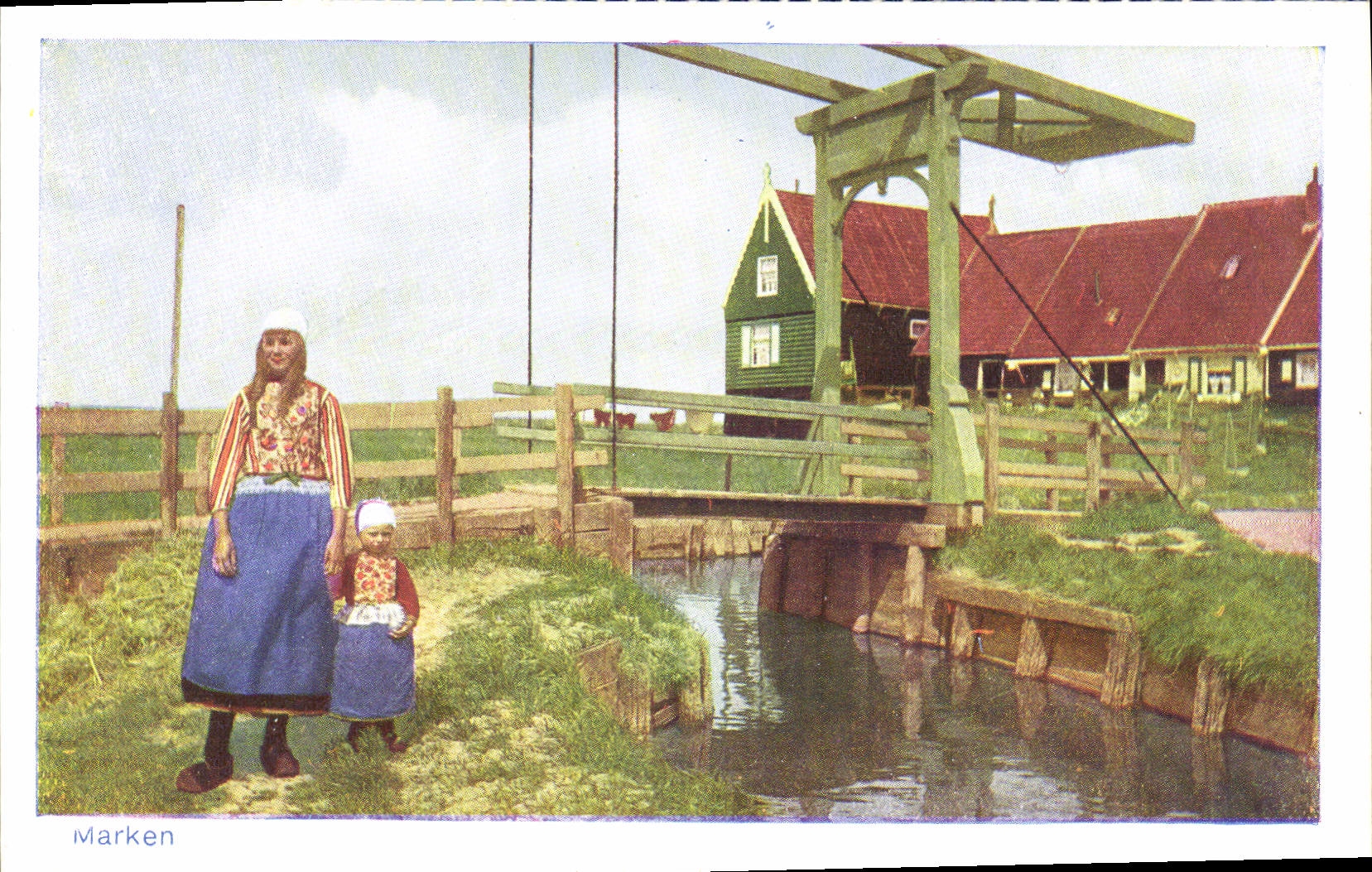 CPA Marken Folklore Femme Enfant