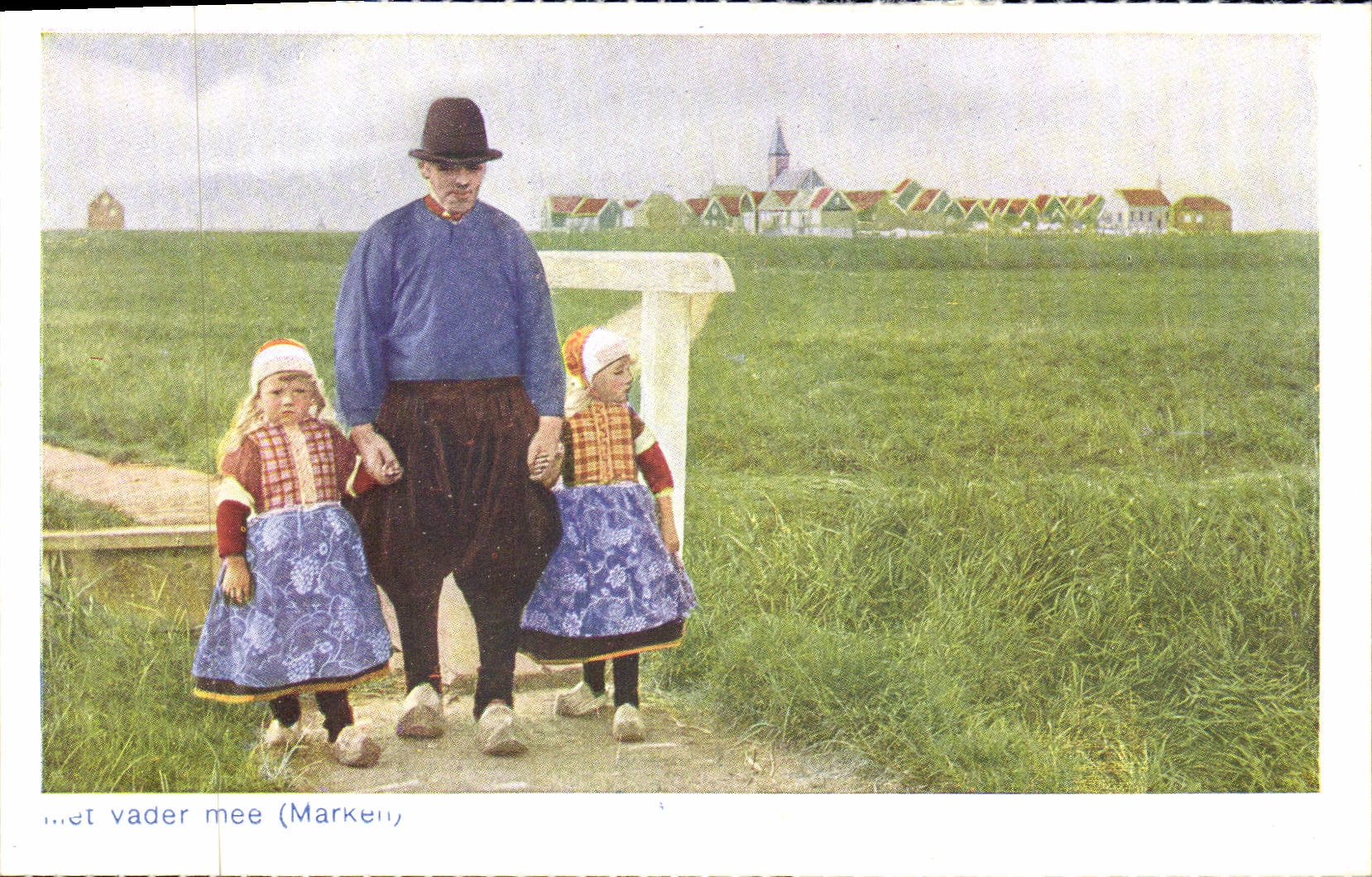 CPA Marken Met Vader Mee Homme Enfants Folklore