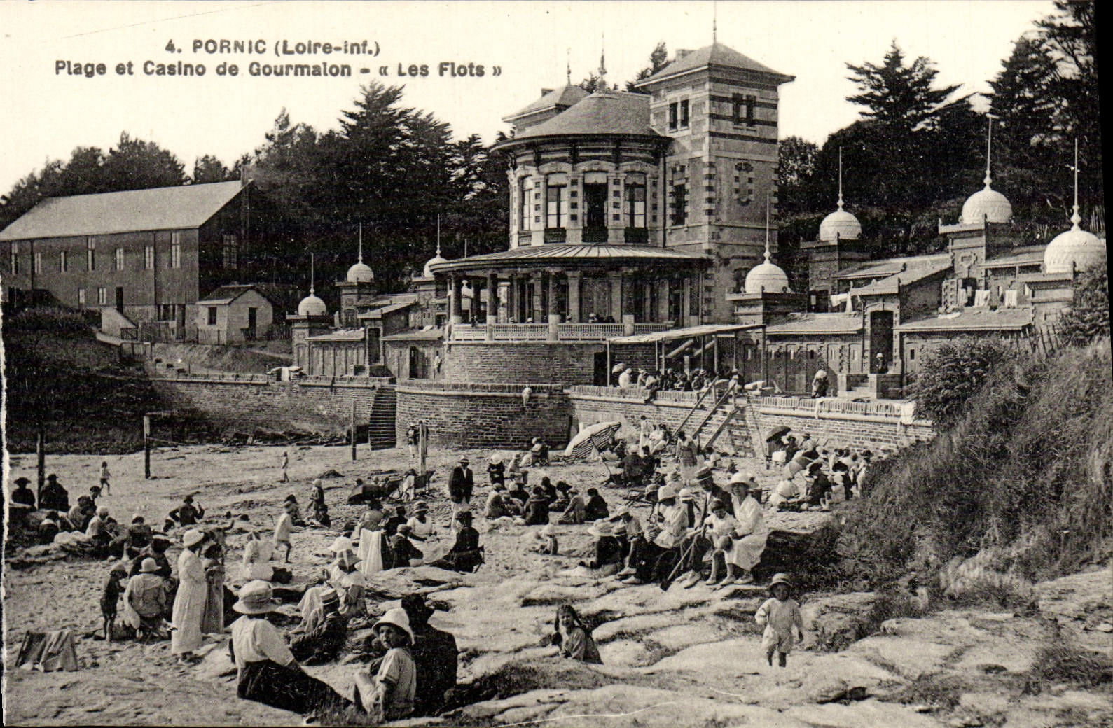 VINTAGE POSTCARD Pornic Beach And Casino De Courmalon floods