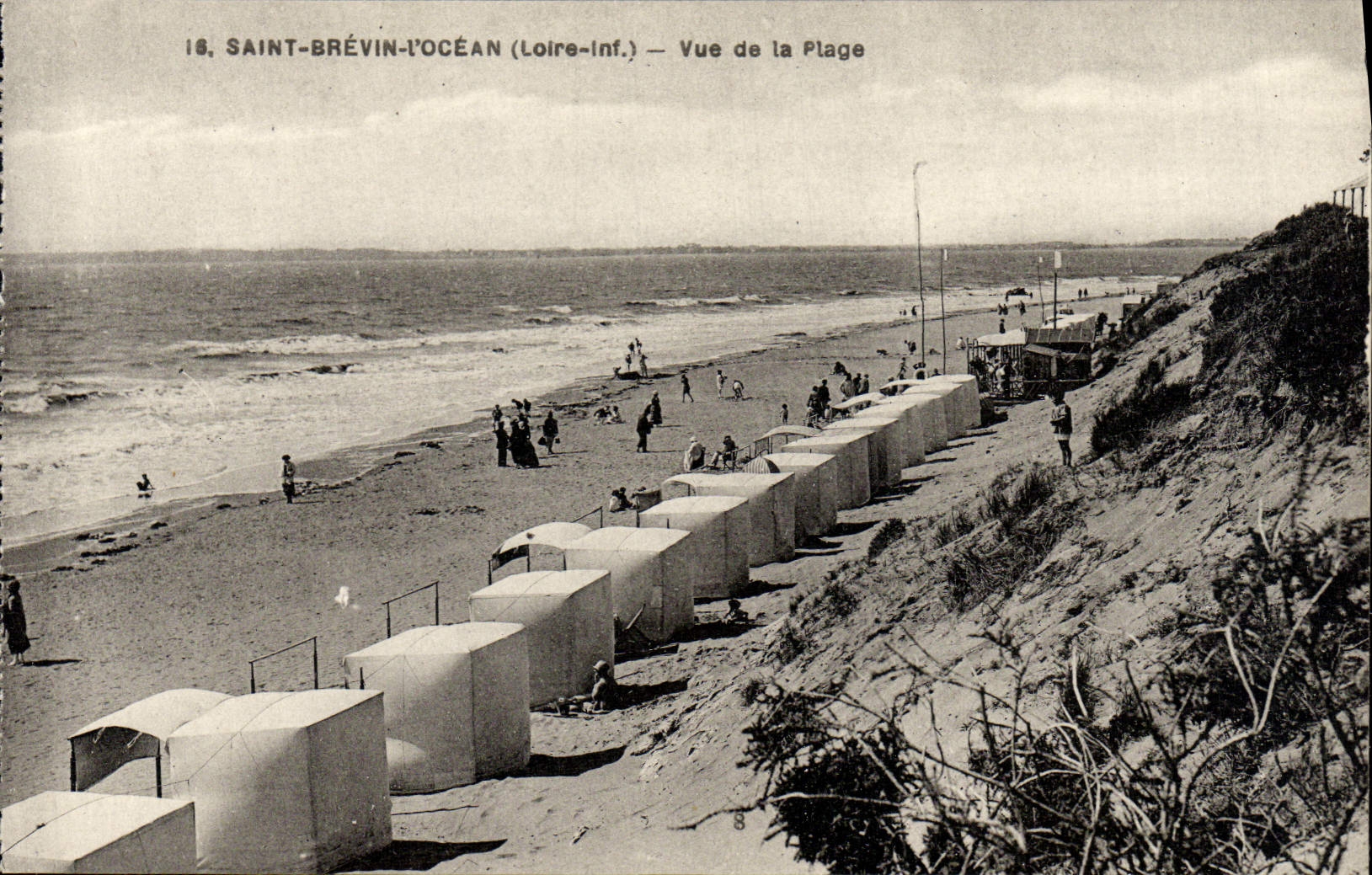 POSTAL Brevin santo de la VENDIMIA el océano visto de la playa
