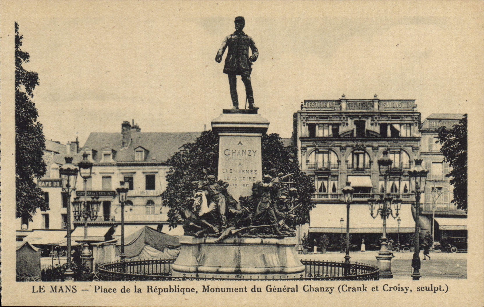 VINTAGE POSTCARD Mans Places Republic Monument Of General Chanzy