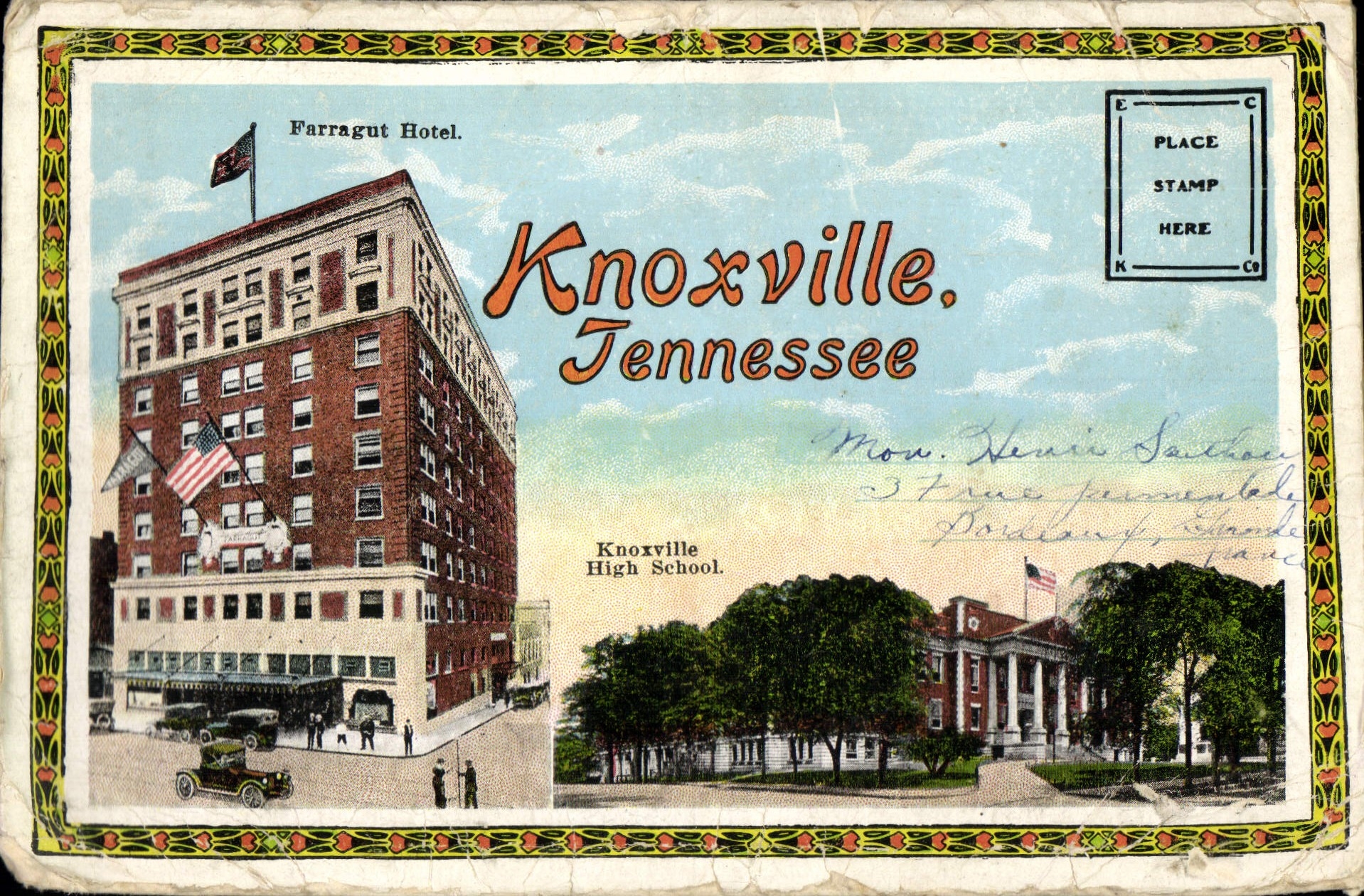 VINTAGE POSTCARD Enveloppe for chart wraps Knoxville Tennessee