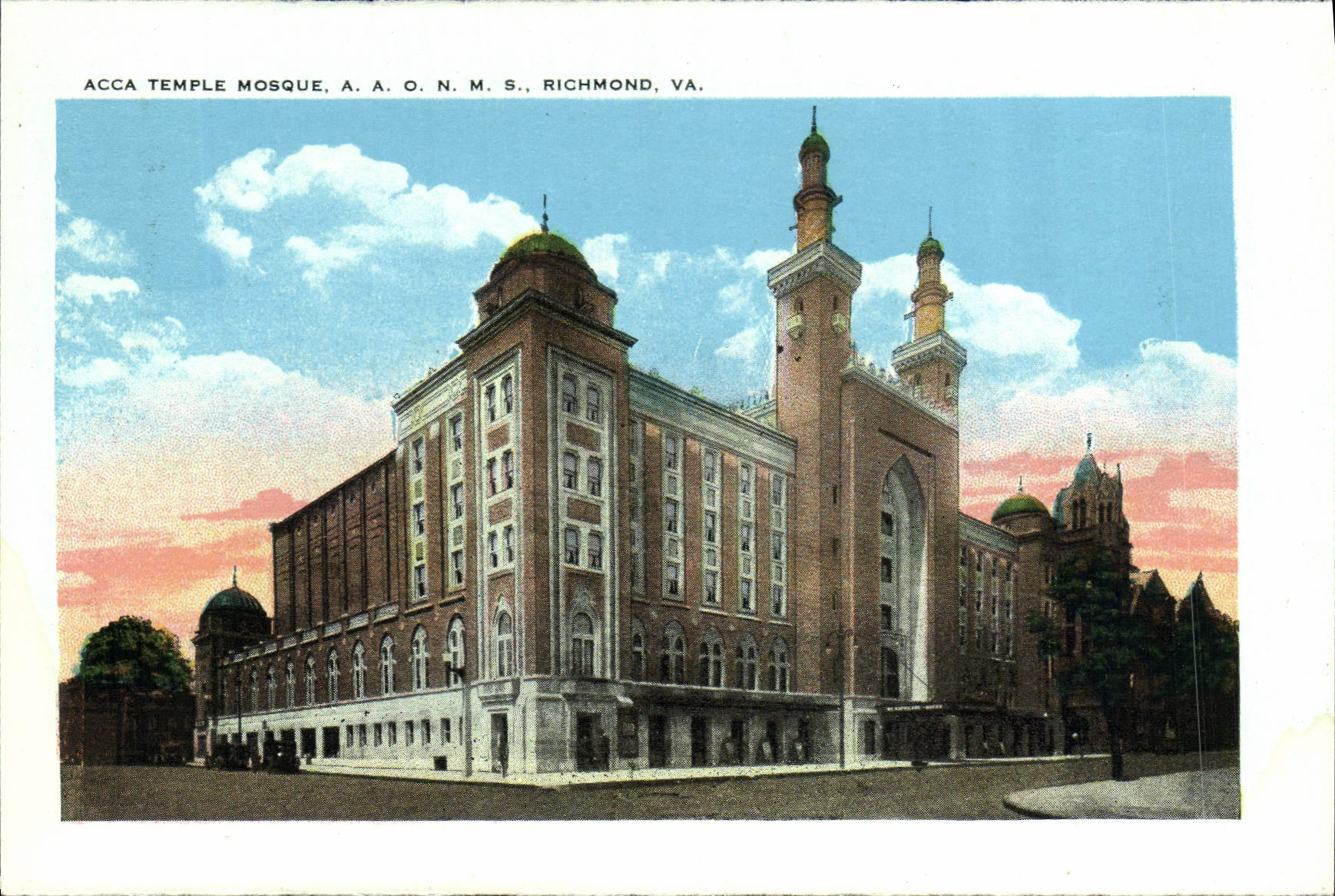 VINTAGE POSTCARD Acca Temple Richmond Goes State Library Building Library