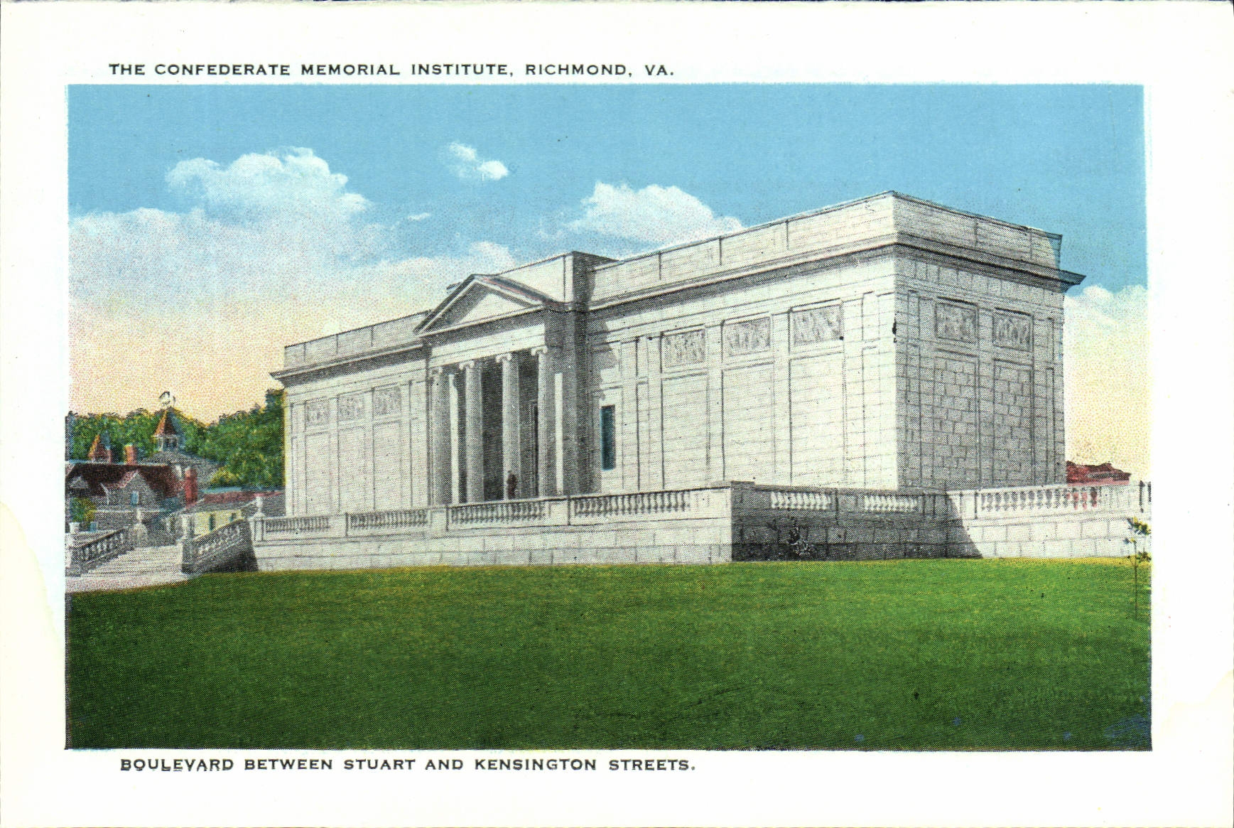 CPA The Confederate Memorial Institute Richmond Va Lee Monument and Monument Avenue