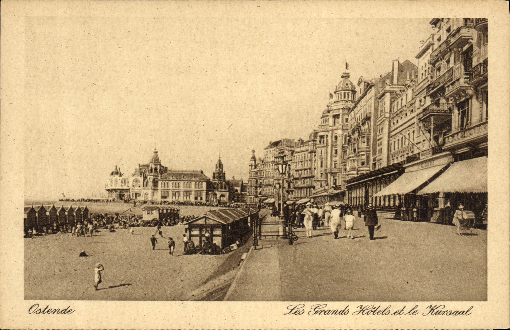 VINTAGE POSTCARD Ostend large hotels and Kursaal