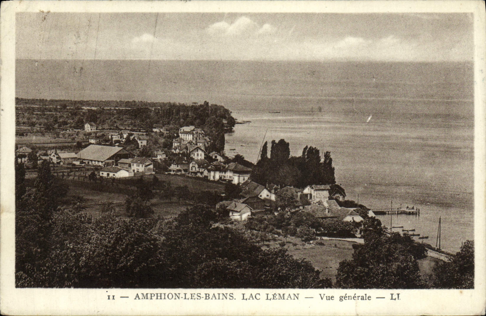 Opinión de Leman del lago Amphion de la POSTAL de la VENDIMIA les Bains