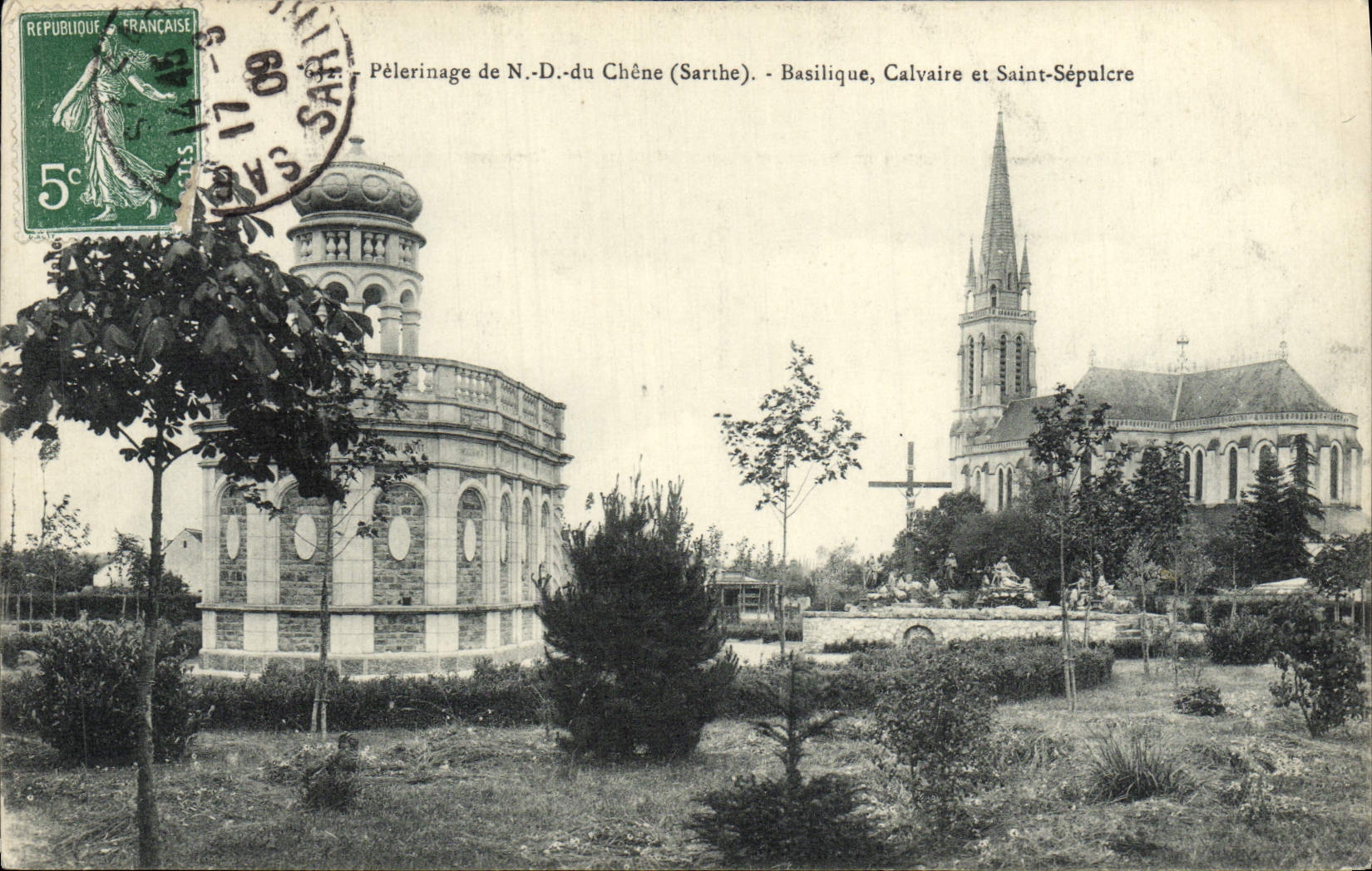 VINTAGE POSTCARD Pilgrimage of Notre Dame of the Oak Basilica Martyrdom and Holy Sepulchre