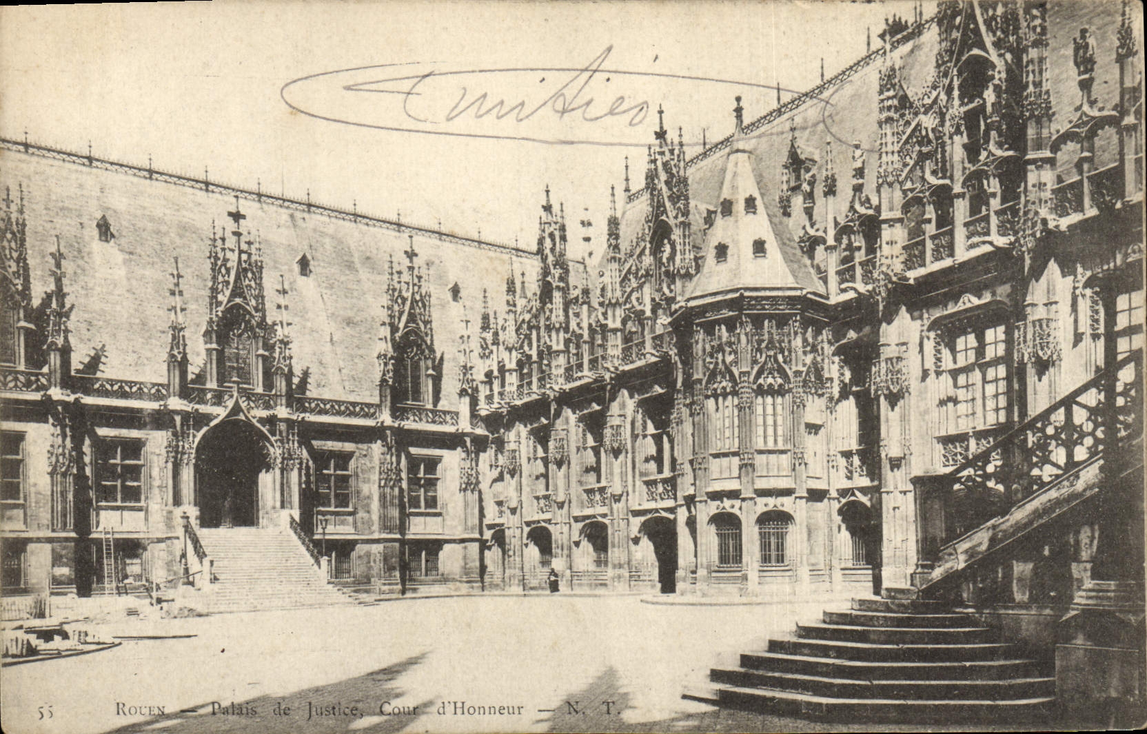 VINTAGE POSTCARD Rouen Law courts Main courtyard