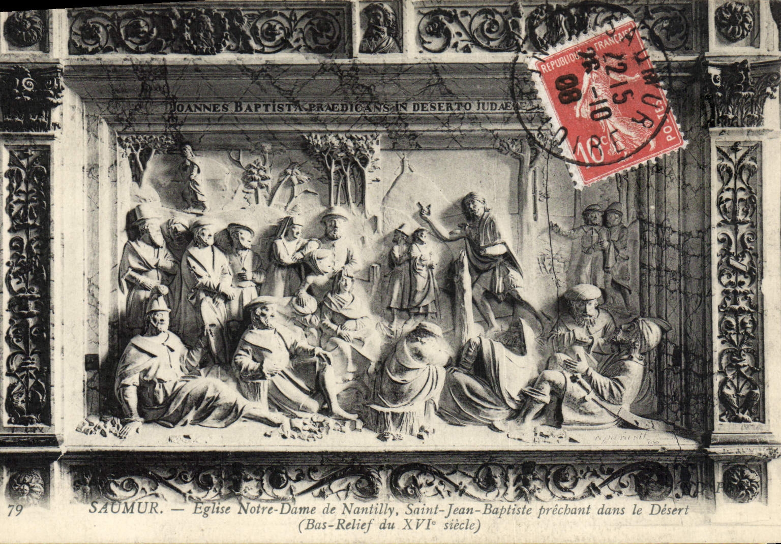 VINTAGE POSTCARD Saumur Church Notre Dame de Nantilly Holy Jean Baptist in the Low desert relief of 16th