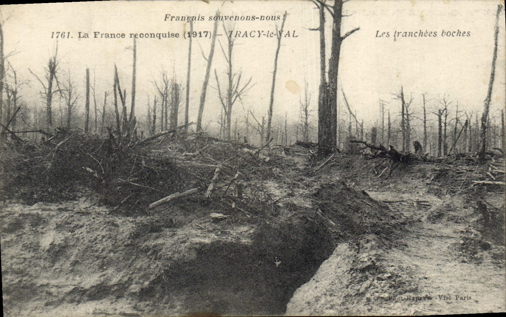 VINTAGE POSTCARD Tracy the Valley the trenches boches Militaria