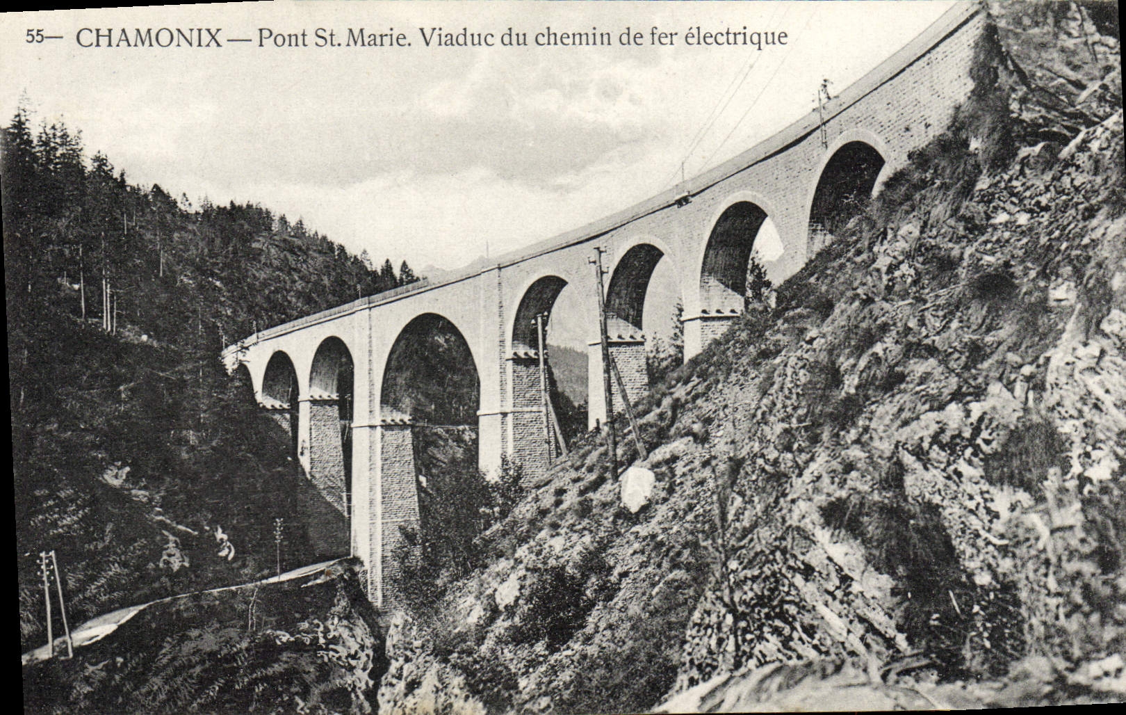 Viaducto del St Marie del puente de Chamonix de la POSTAL de la VENDIMIA del ferrocarril eléctrico