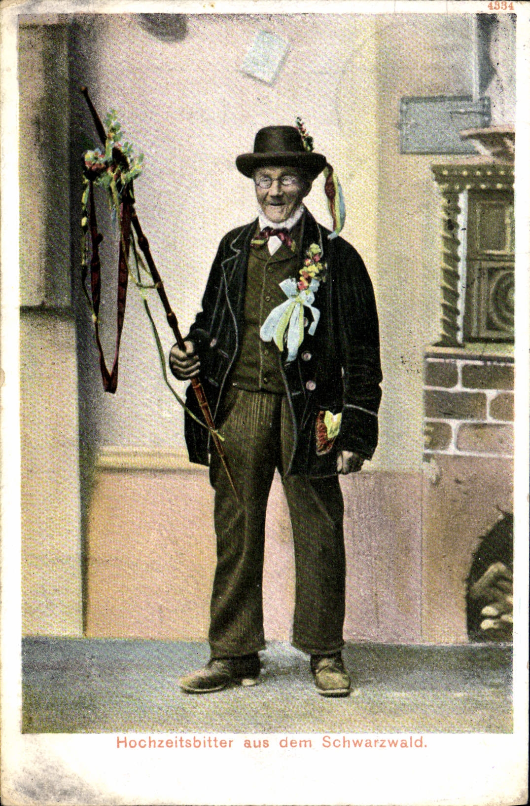 Folklore del dem Schwarzwald del aus de Hochzeitsbitter de la POSTAL de la VENDIMIA