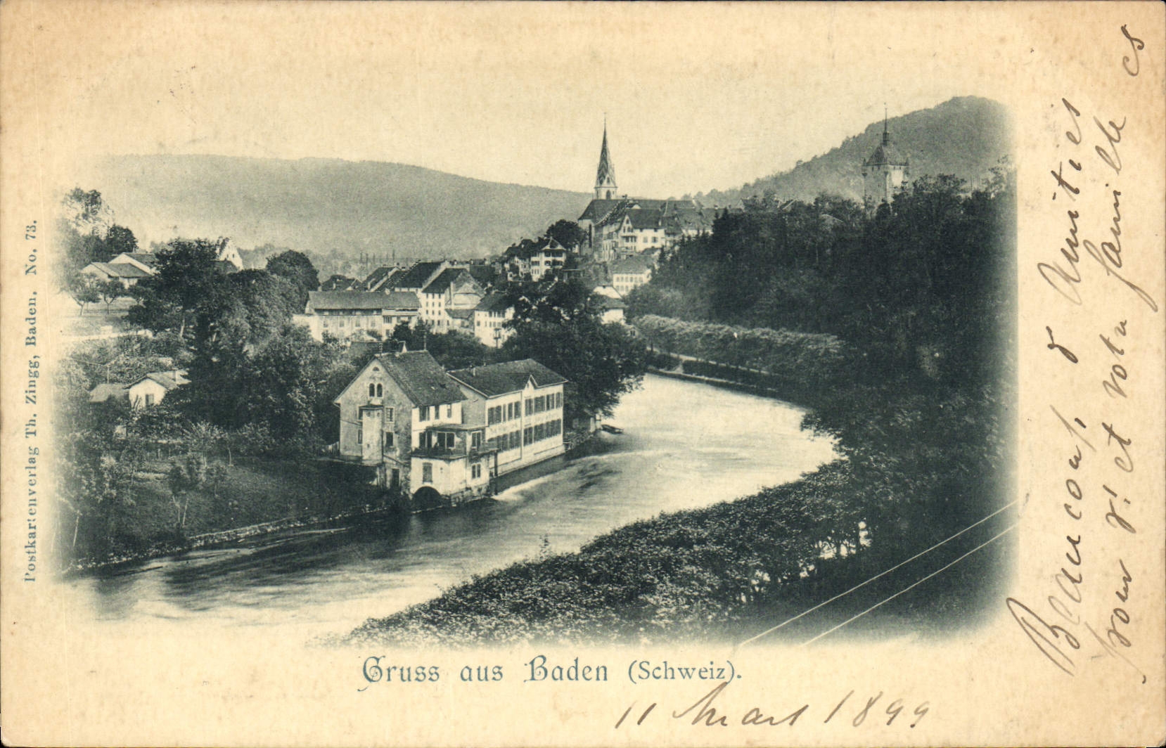VINTAGE POSTCARD Baden Gruss in Baden Chart 1899