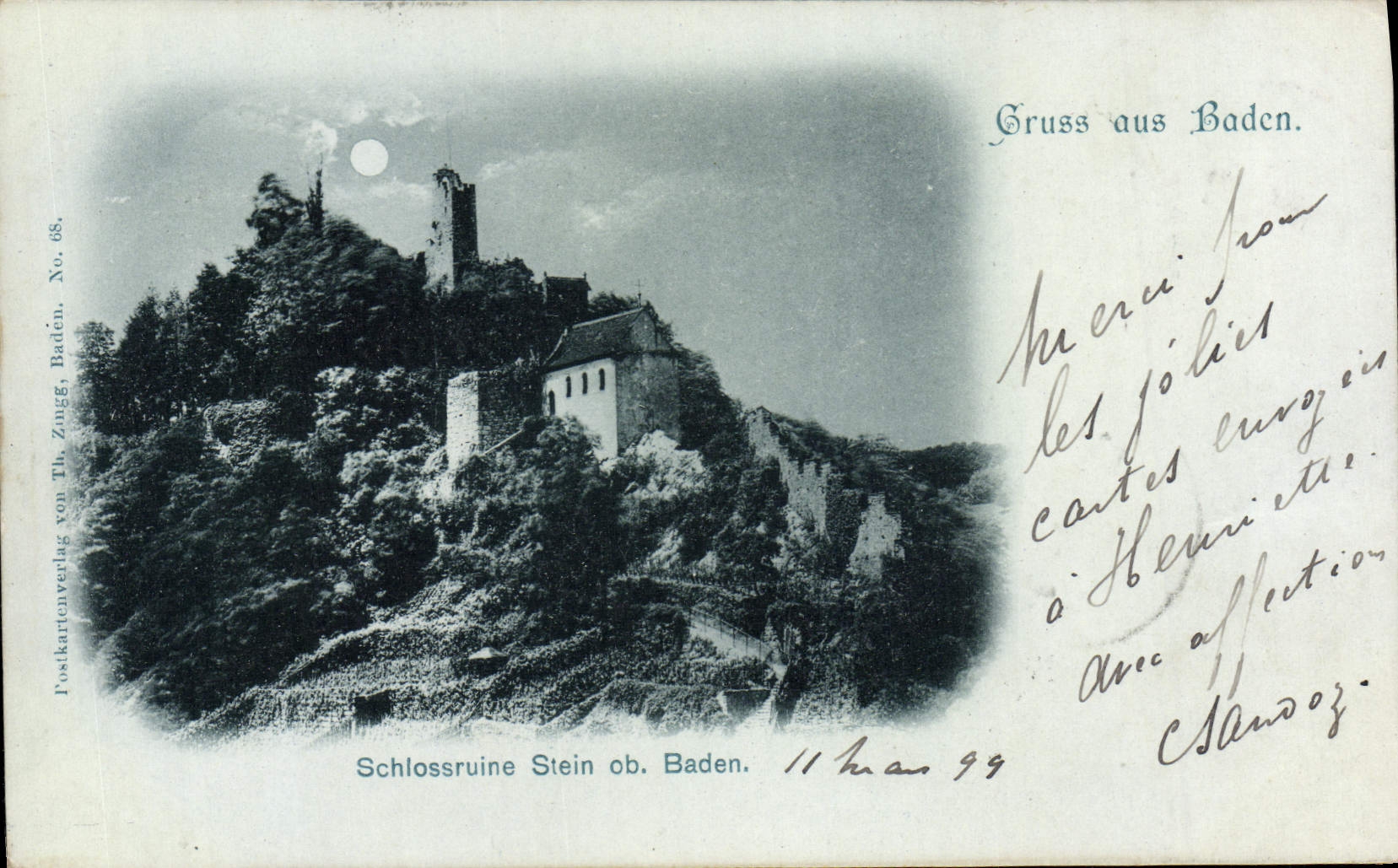VINTAGE POSTCARD Schlossruine Stein ob Baden