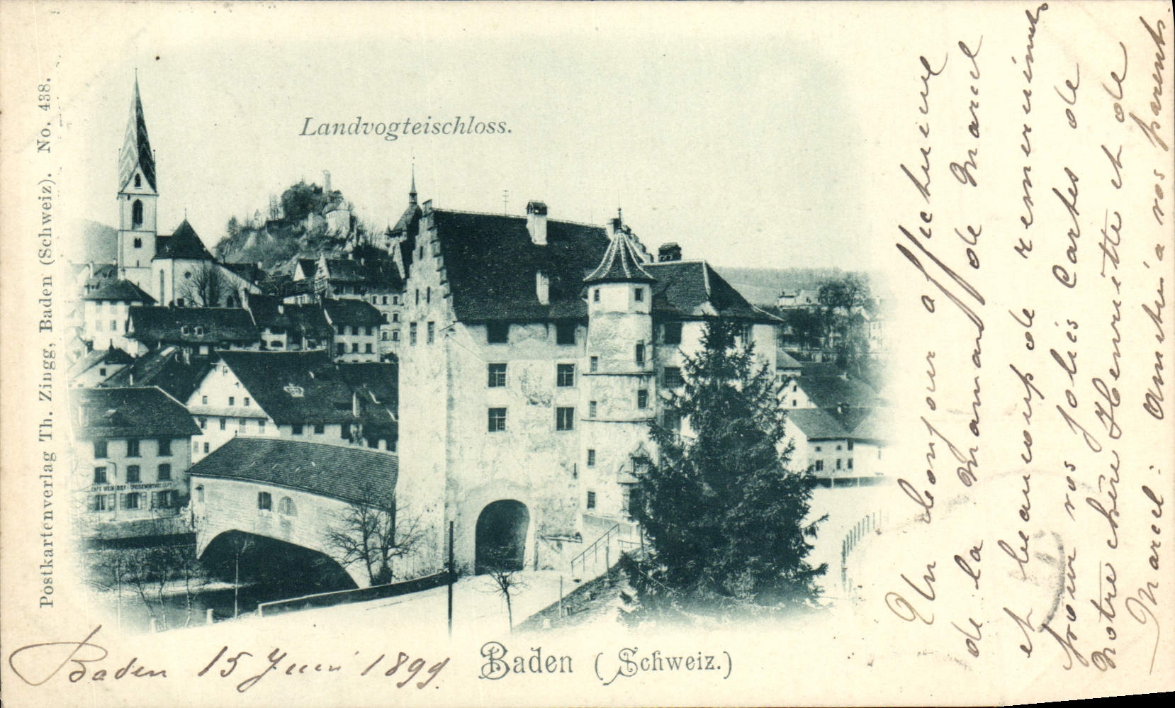 VINTAGE POSTCARD Baden Landvogteischloss chart 1899