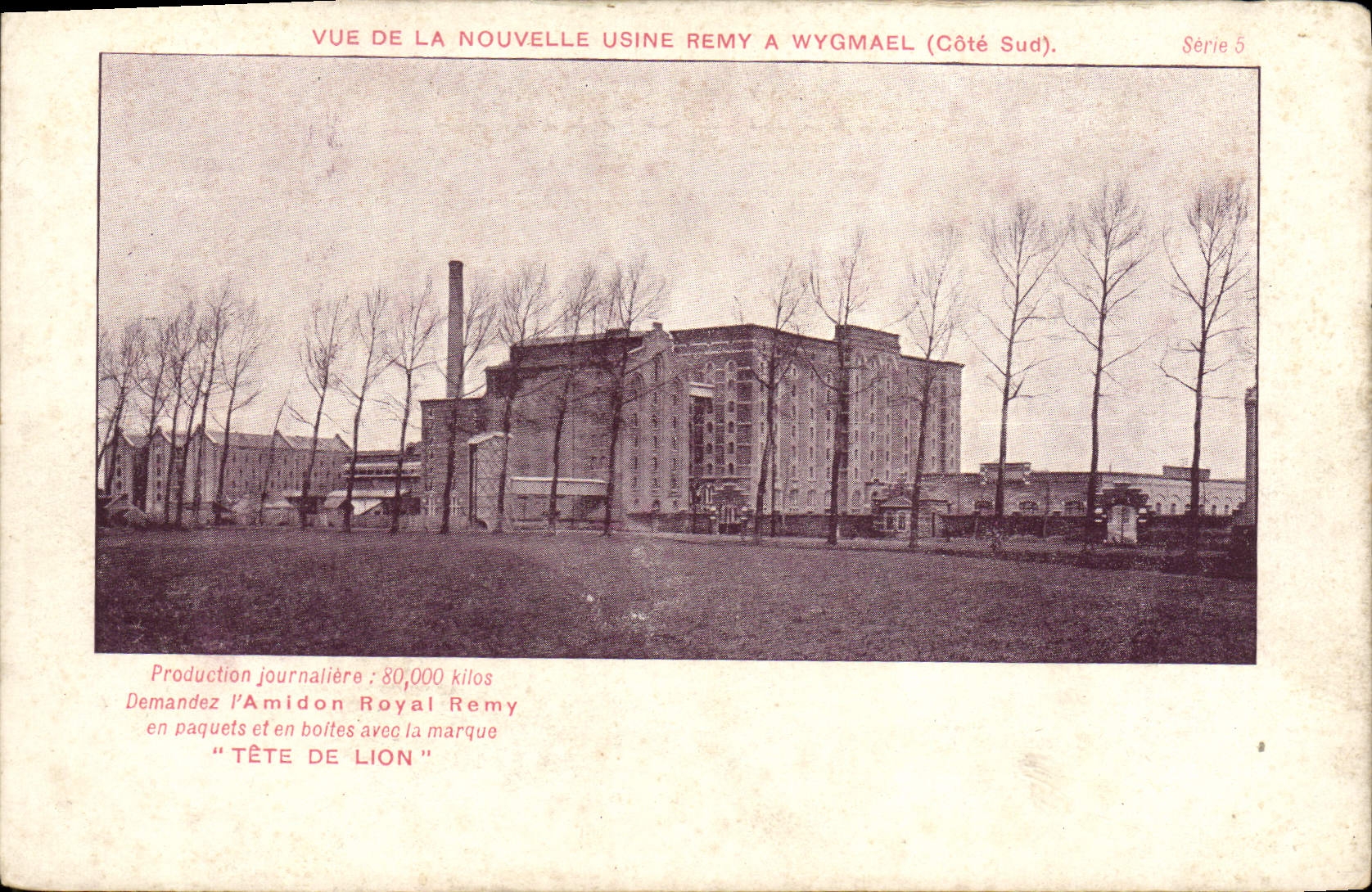 CPA Vue De la Nouvelle Usine Remy a Wygmael Publicite Amidon Royal Remy