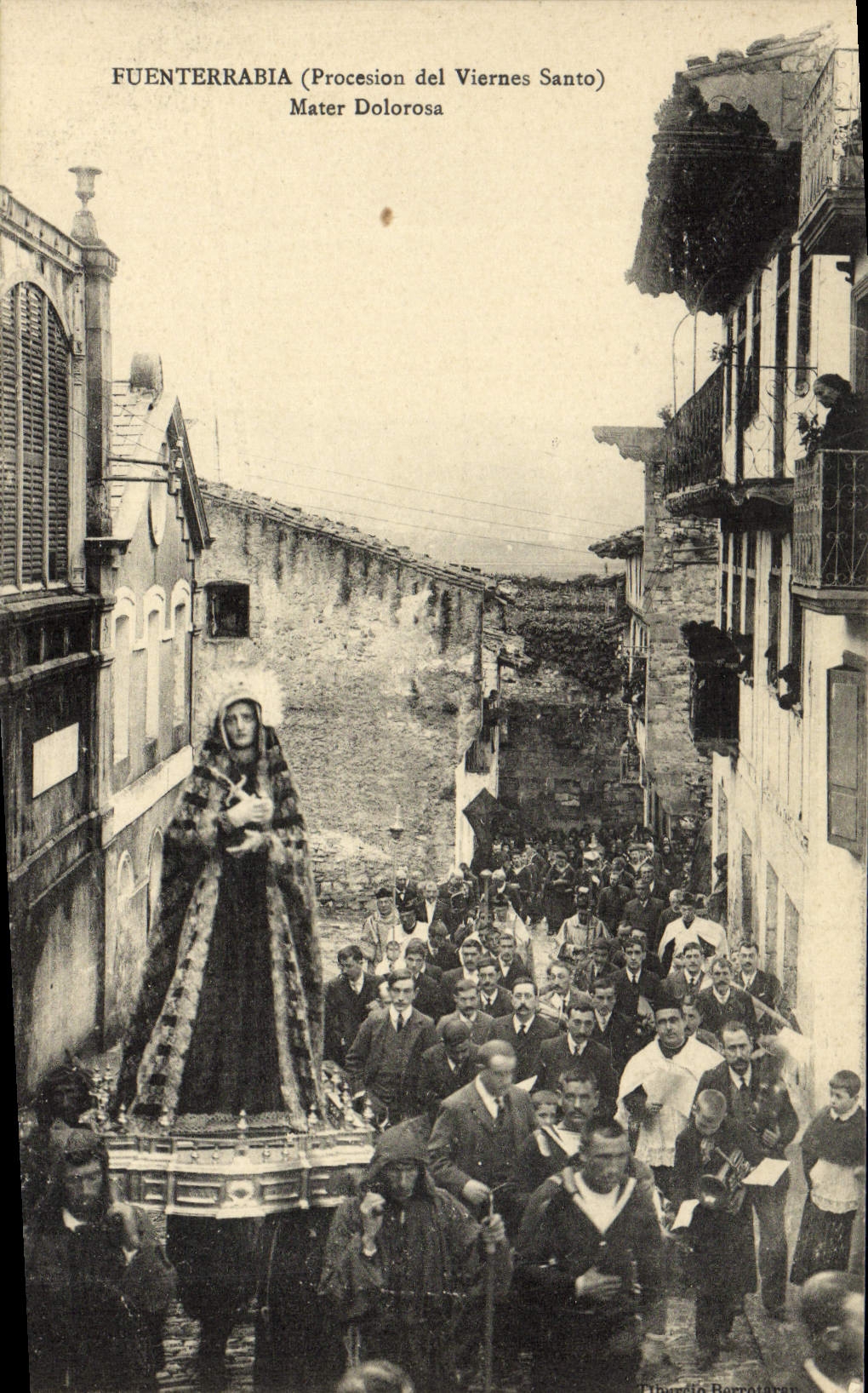 CPA Fuenterrabia Master Dolorosa Procession del Viernes Santo