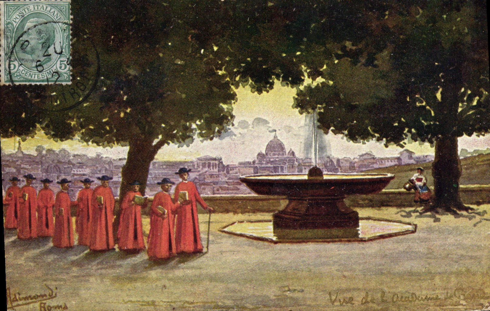 Dall Accademia di Francia de Roma Veduta de la POSTAL de la VENDIMIA