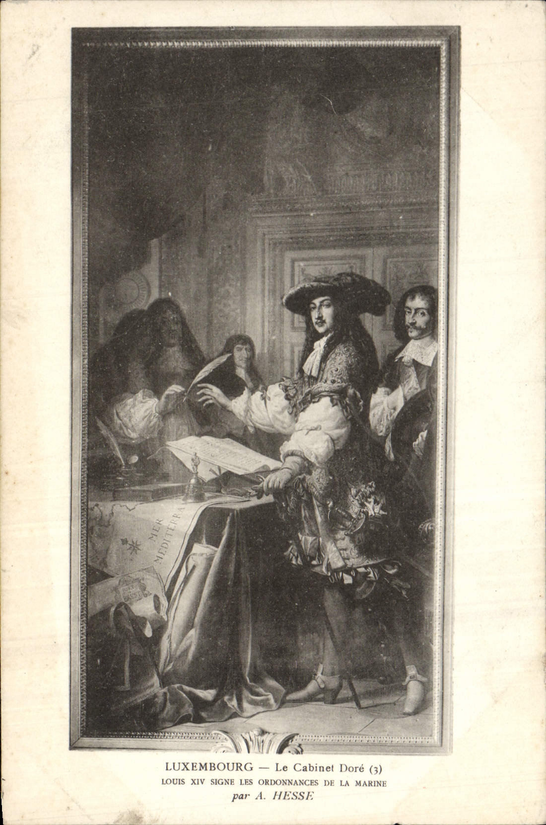 VINTAGE POSTCARD Luxembourg the Cabinet Gilds Louis XIV signs the ordinances of the navy Hesse Paris Senat