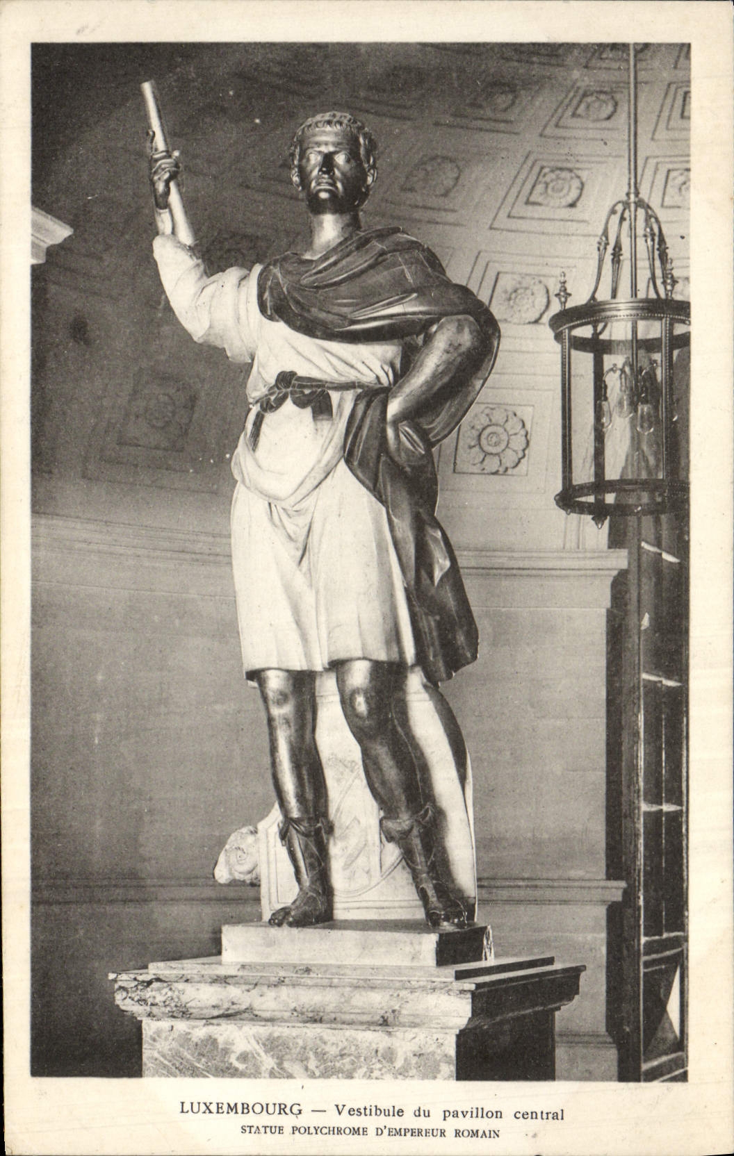 VINTAGE POSTCARD Luxembourg Vestibule of the Central House Rules of Senat Roman Emperor