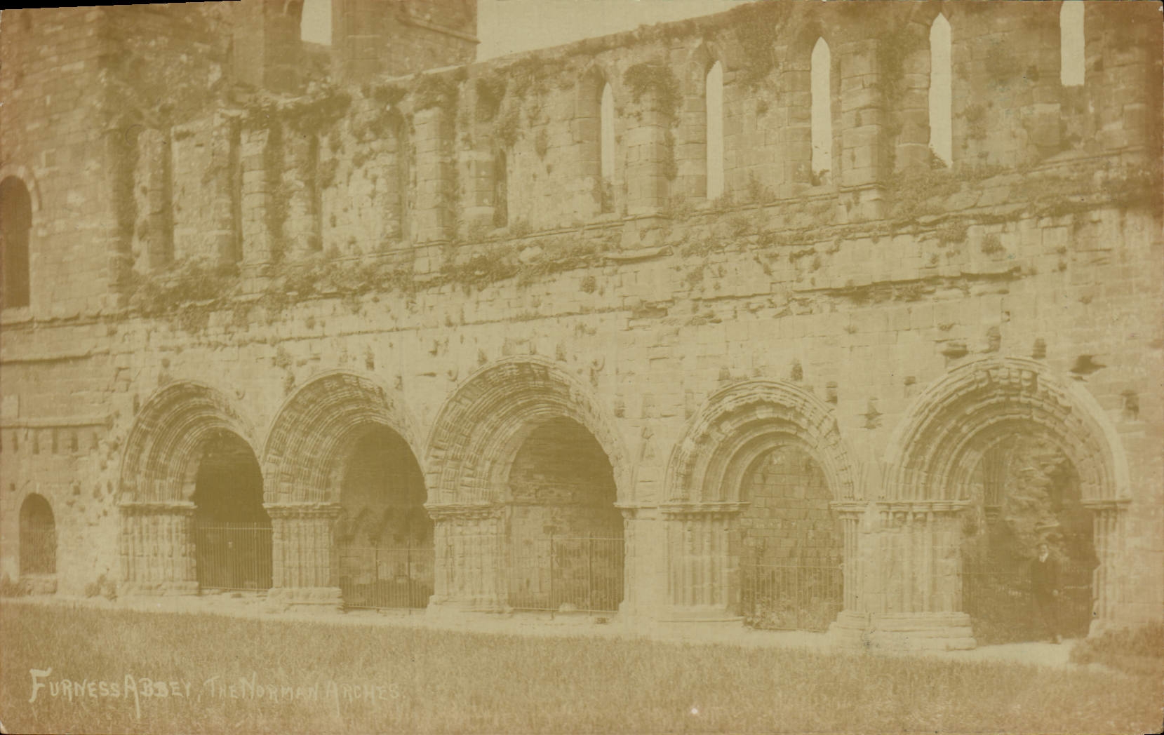 VINTAGE POSTCARD Furness Abbey The Norman arches