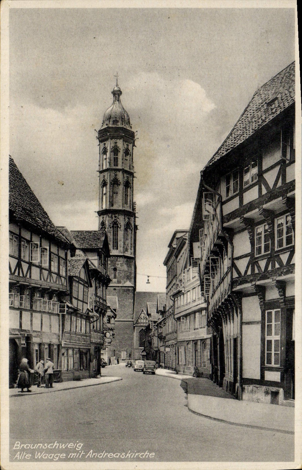 VINTAGE POSTCARD Braunschweig Alte Waage MIT Andreaskirche
