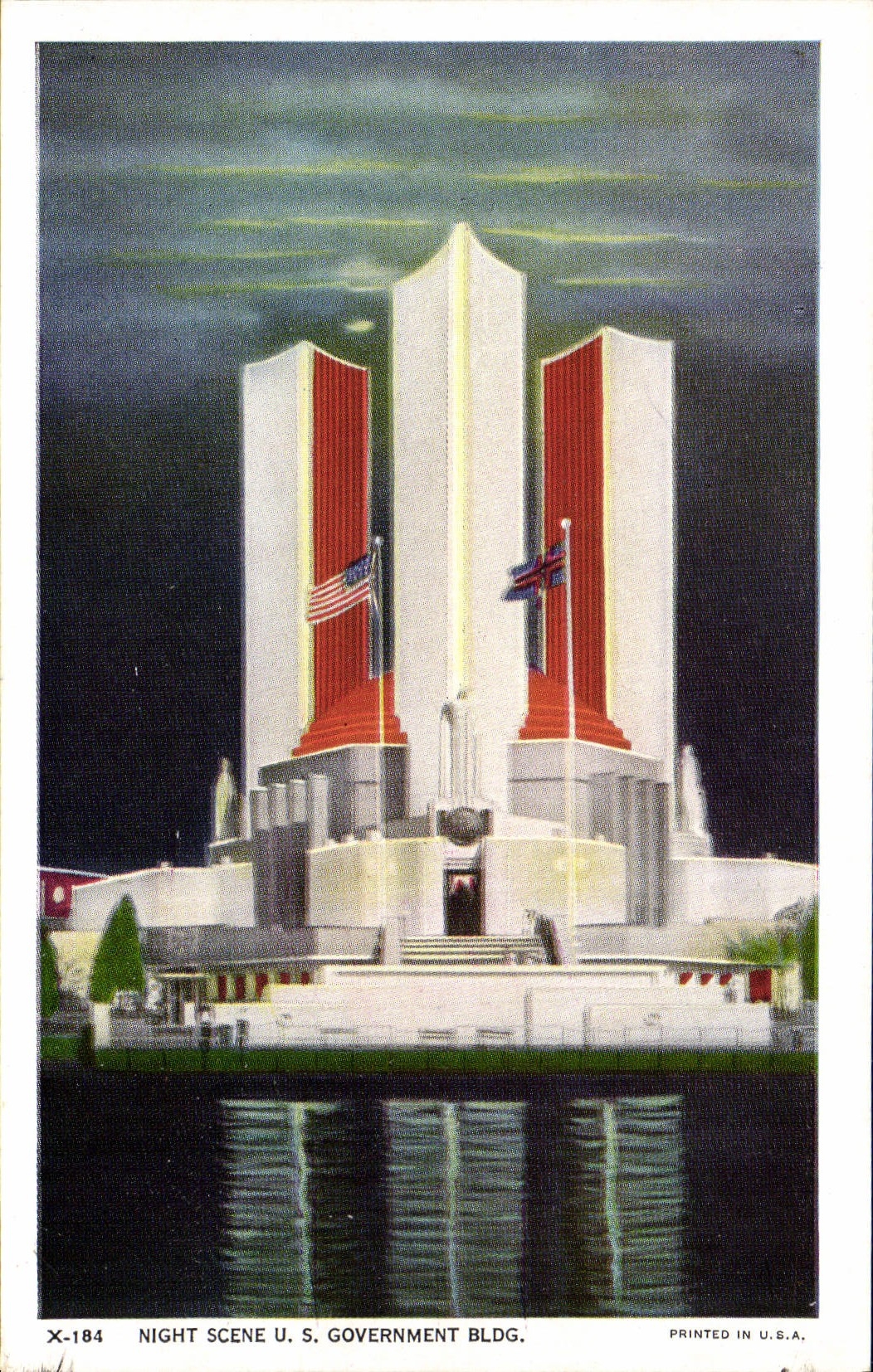 VINTAGE POSTCARD Night US Scene Government Bldg