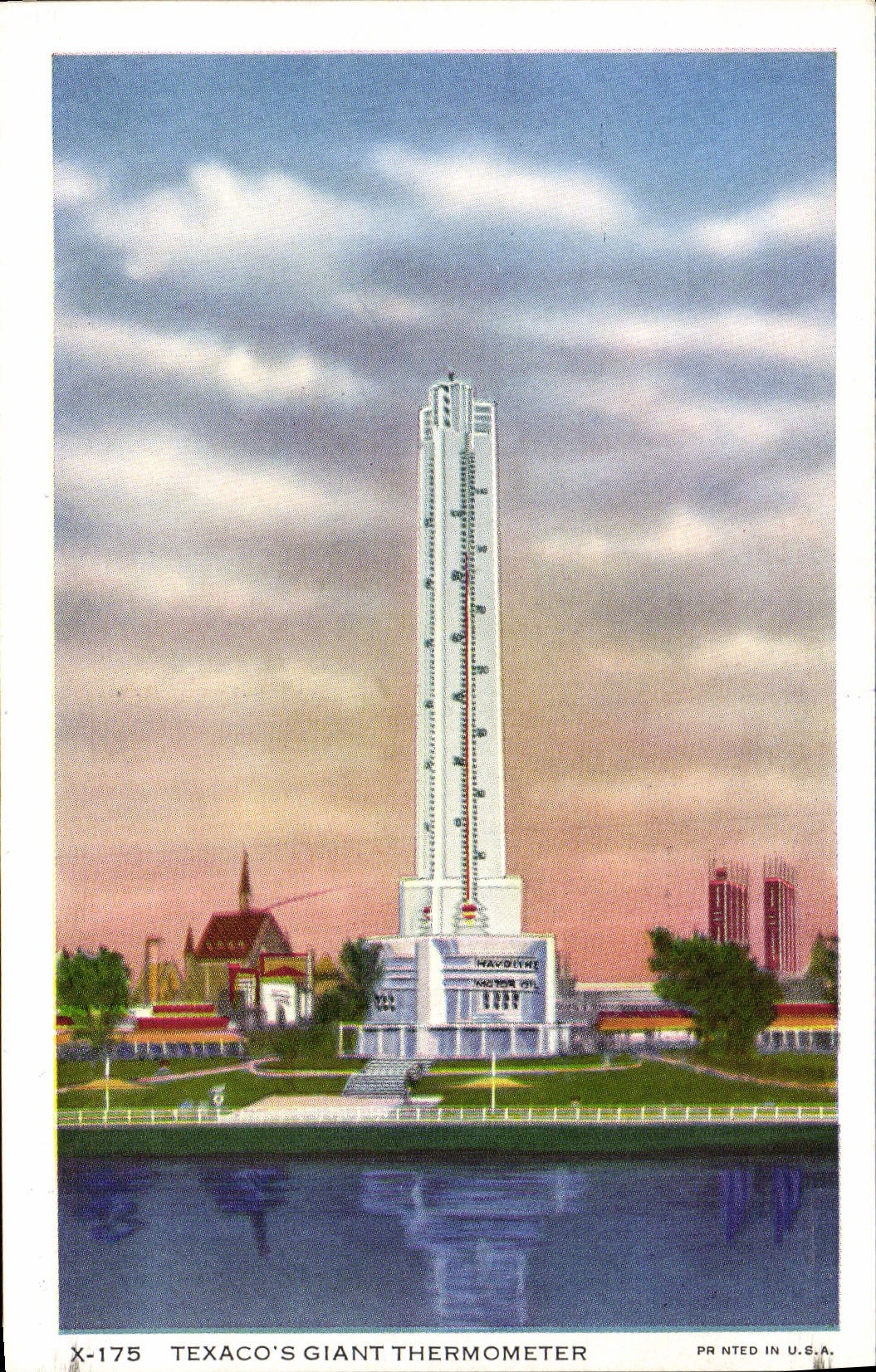 VINTAGE POSTCARD Texaco' S Giant Thermometer Texaco