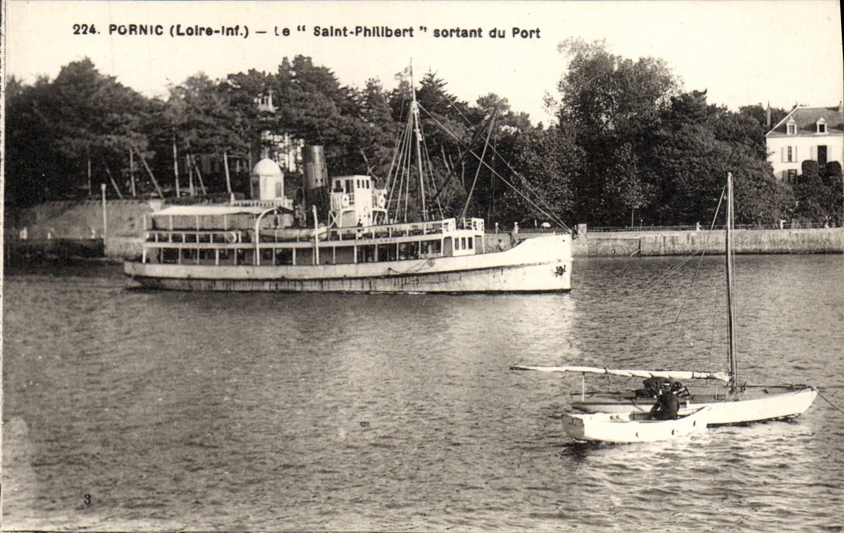 POSTAL Pornic de la VENDIMIA saliente el Philibert Saint del barco portuario