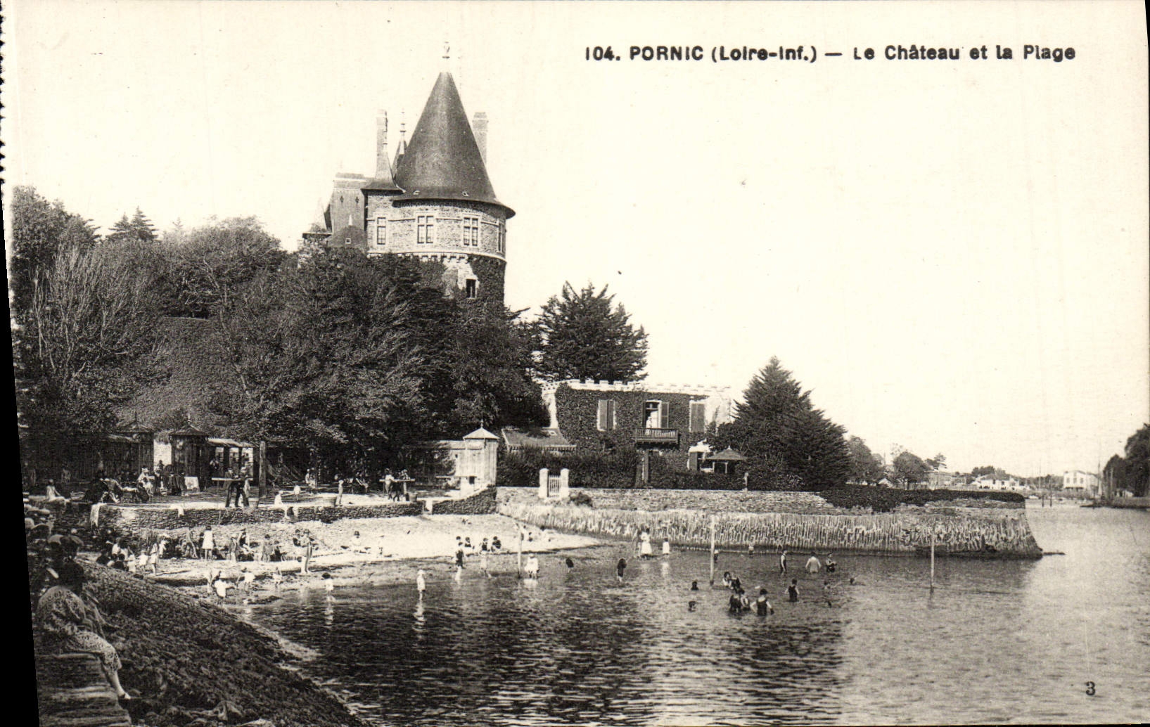 VINTAGE POSTCARD Pornic the Castle And the Beach