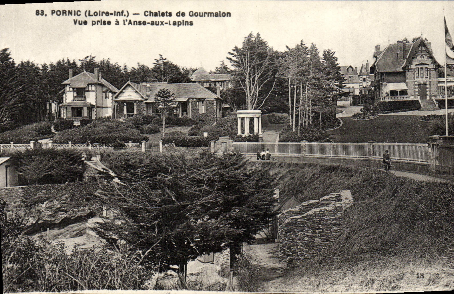 Cabañas De Gourmalon del país de Pornic de la POSTAL de la VENDIMIA vista con la manija con los conejos