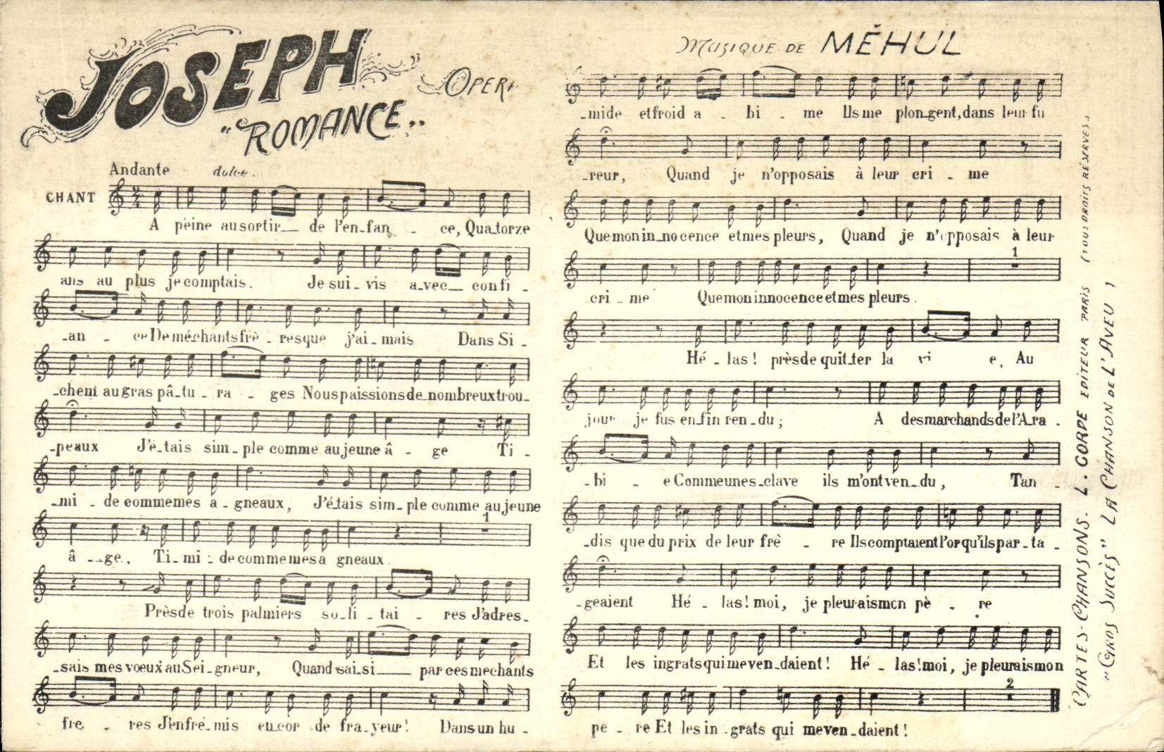 VINTAGE POSTCARD Joseph lovesong Operated