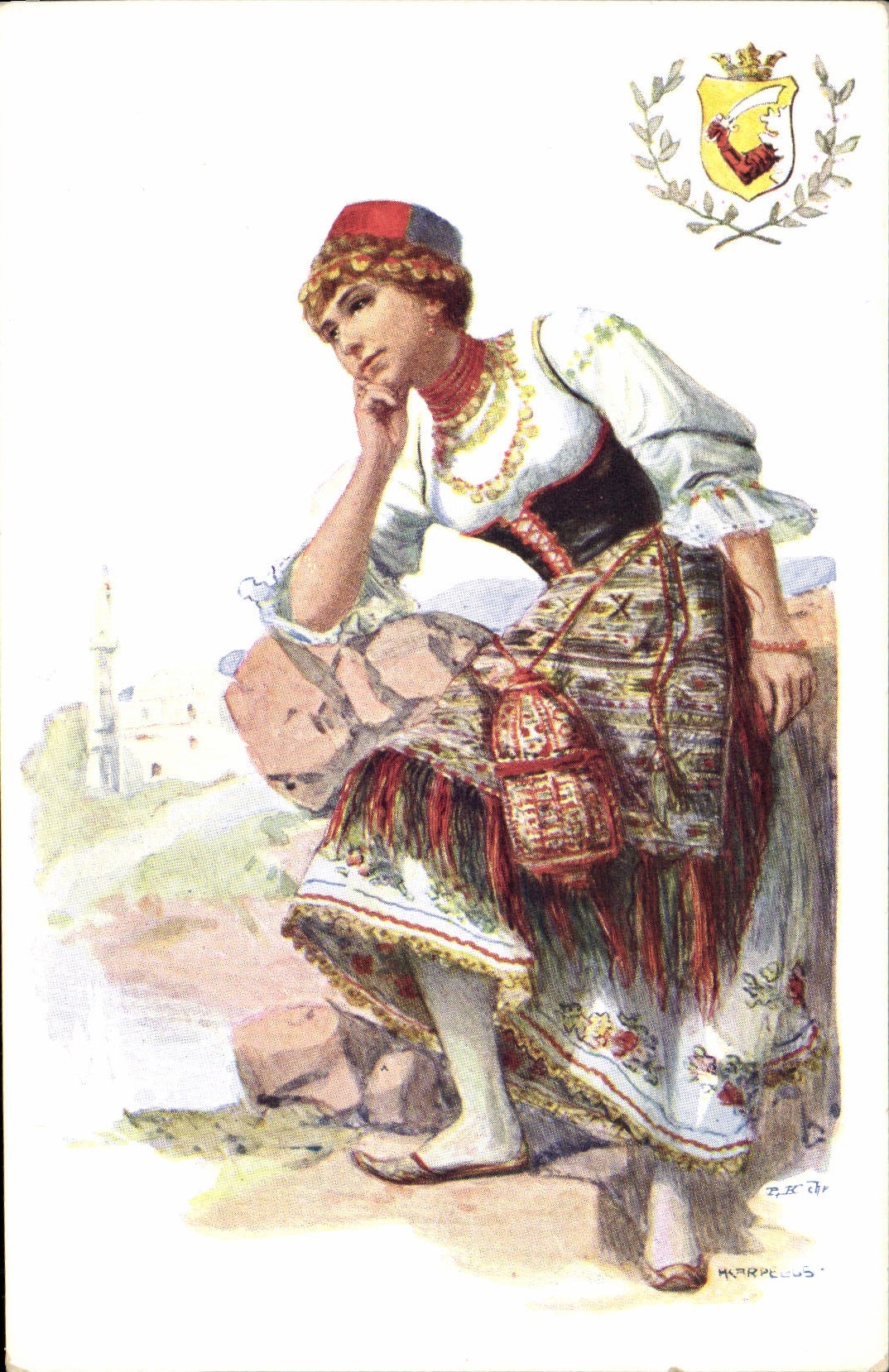VINTAGE POSTCARD Folklore Caucasus Woman