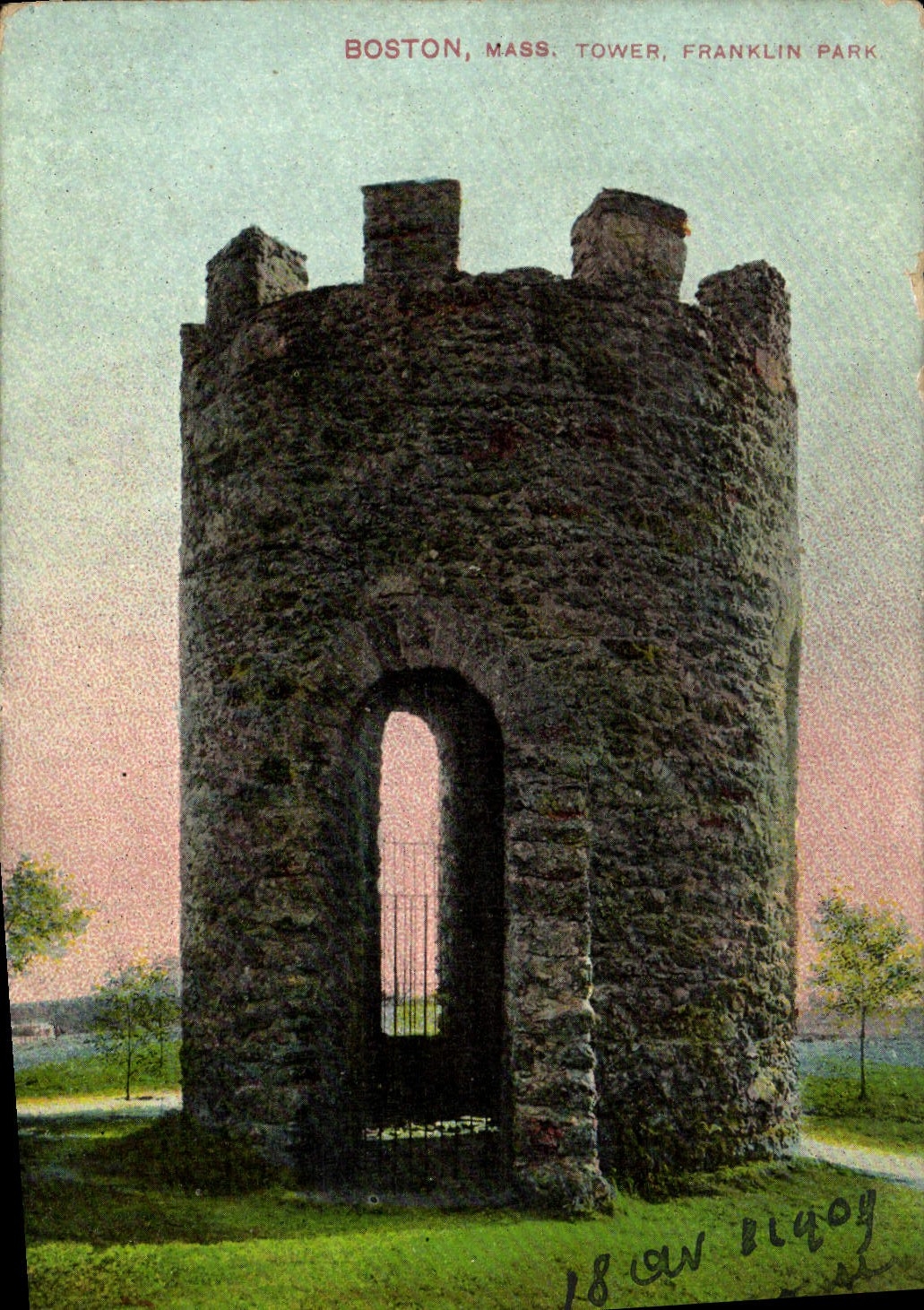 VINTAGE POSTCARD Boston Farmhouse Franklin Tower Park