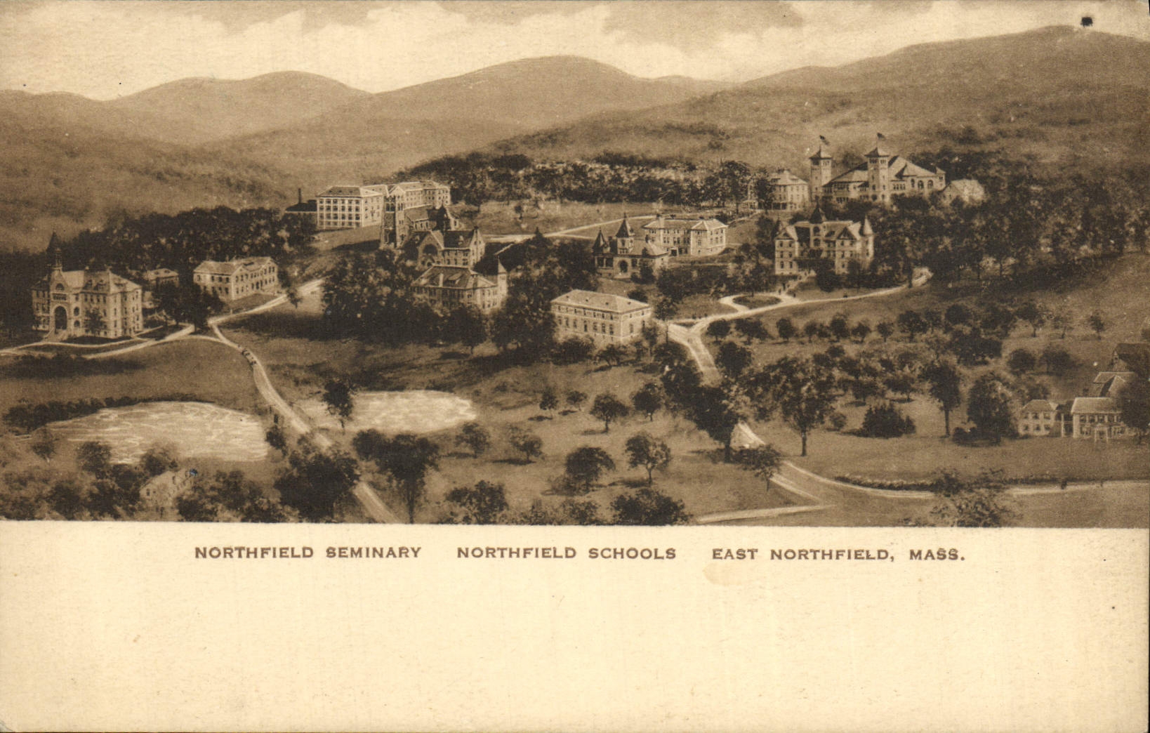 El seminario Northfield de Northfield de la POSTAL de la VENDIMIA enseña el cortijo del este de Northfield