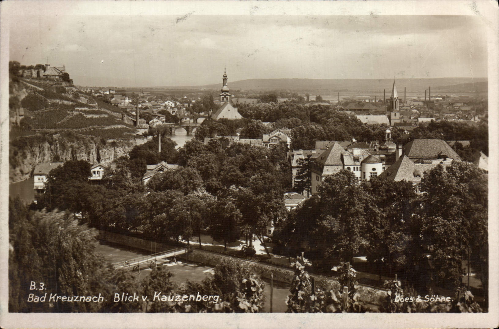 VINTAGE POSTCARD Bad Kreuznach Blick v Kauzenberg