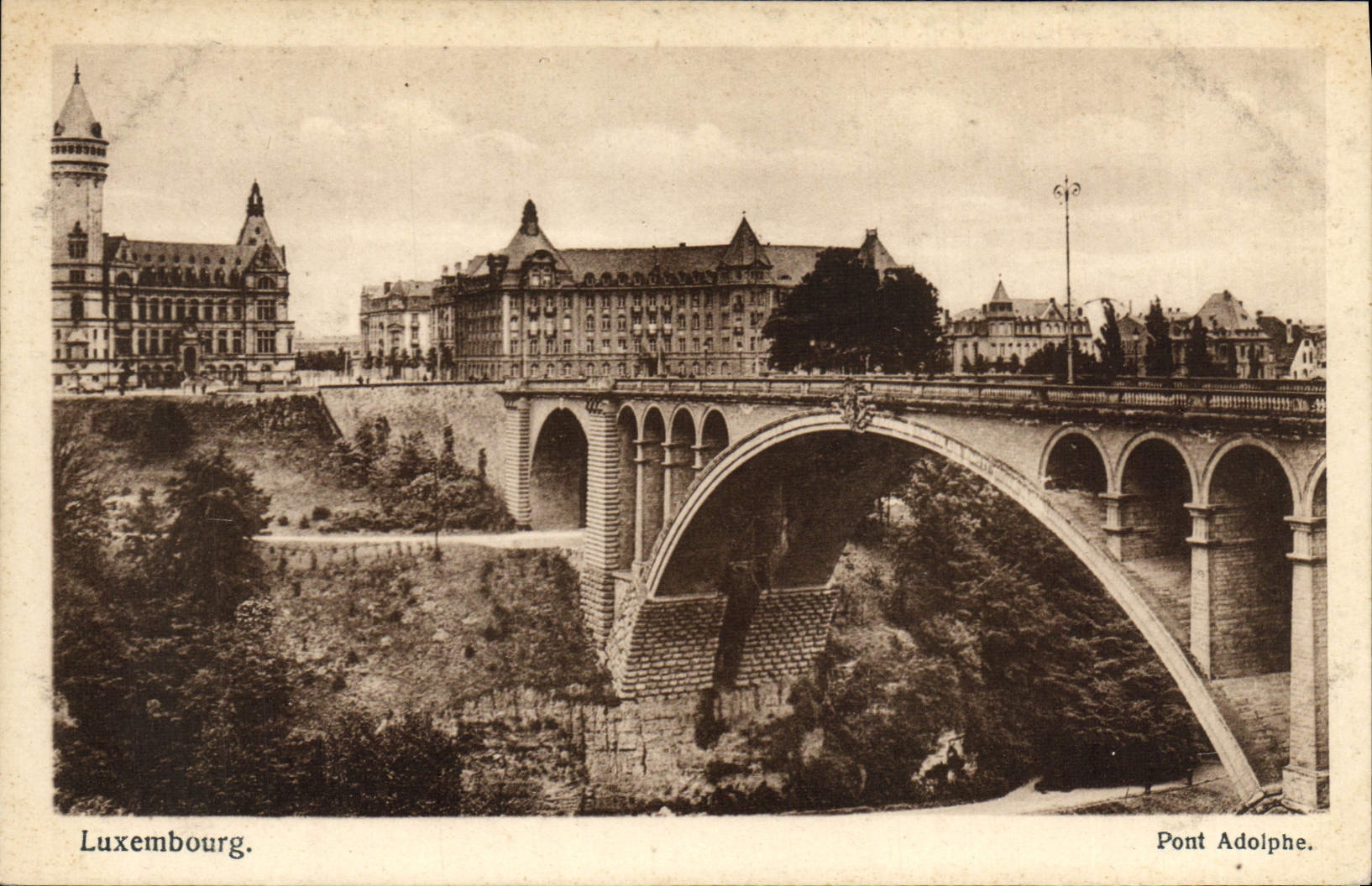 VINTAGE POSTCARD Luxembourg Bridge Adolphe