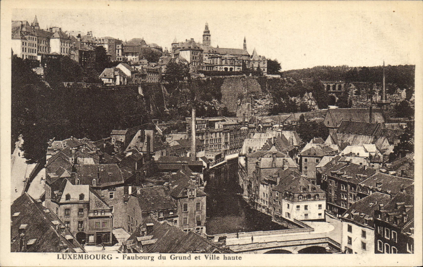 VINTAGE POSTCARD Luxembourg Suburb of Grund and High Ville