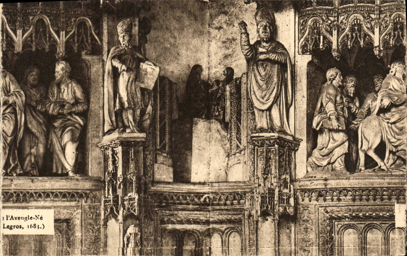 POSTAL Chartres de la VENDIMIA el hombre oculto